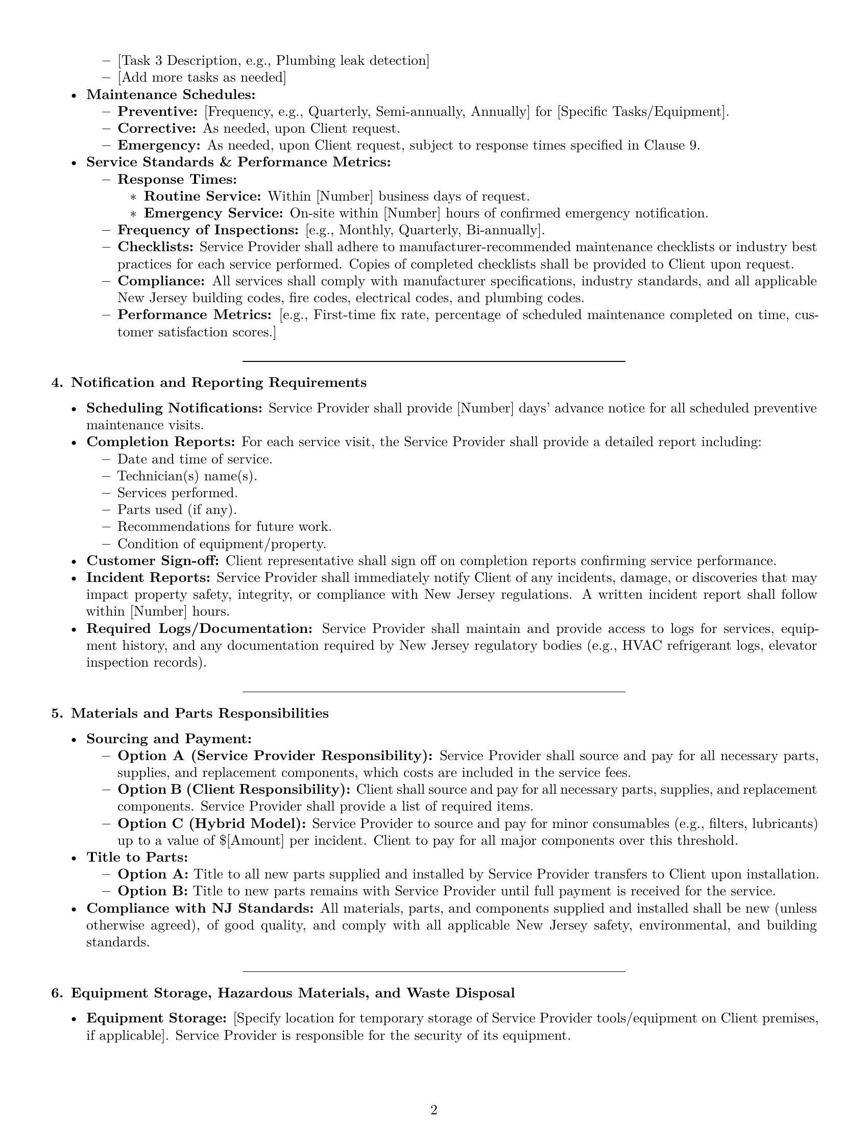 Preview page 2 of Pro New Jersey maintenance service contract template