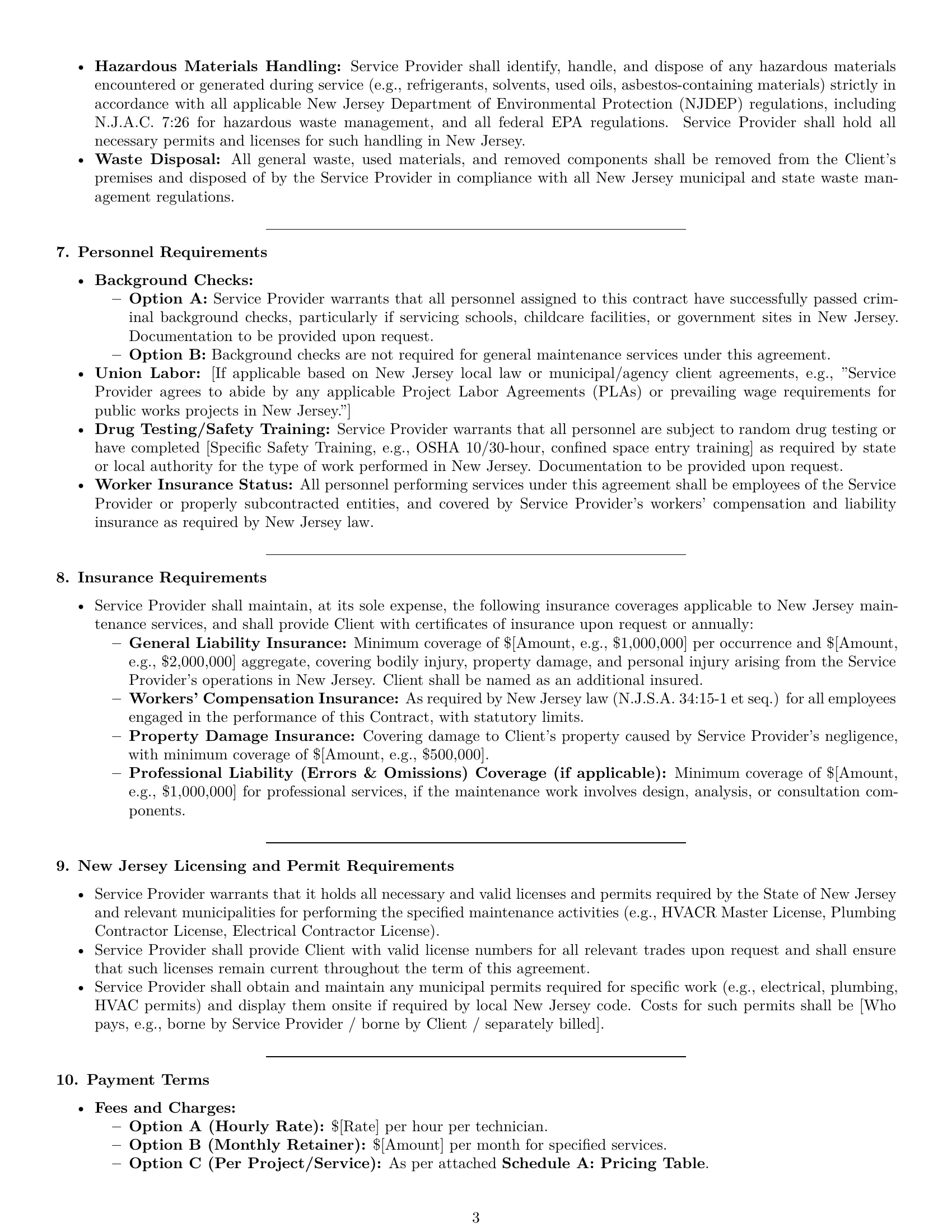 Preview page 3 of Pro New Jersey maintenance service contract template