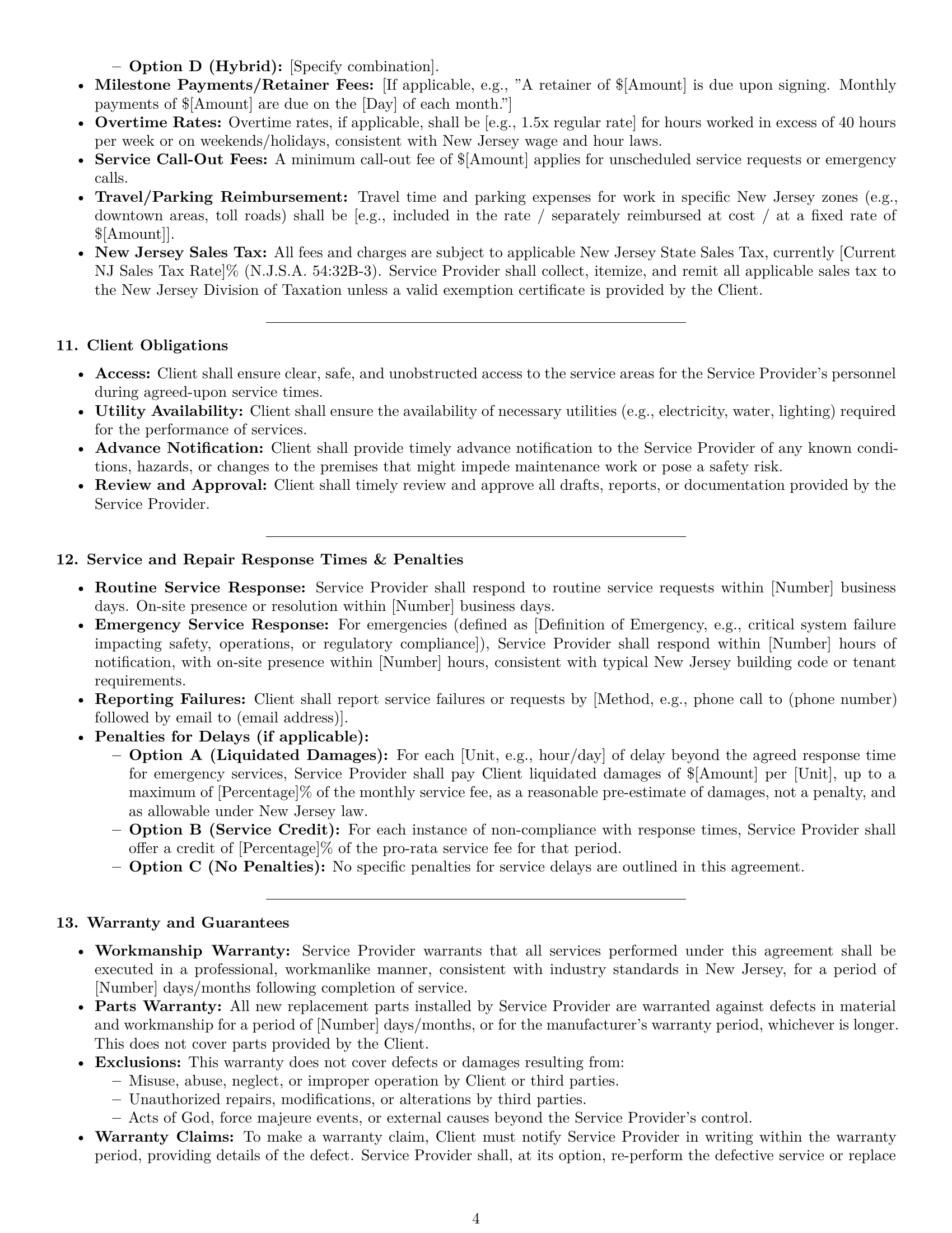 Preview page 4 of Pro New Jersey maintenance service contract template