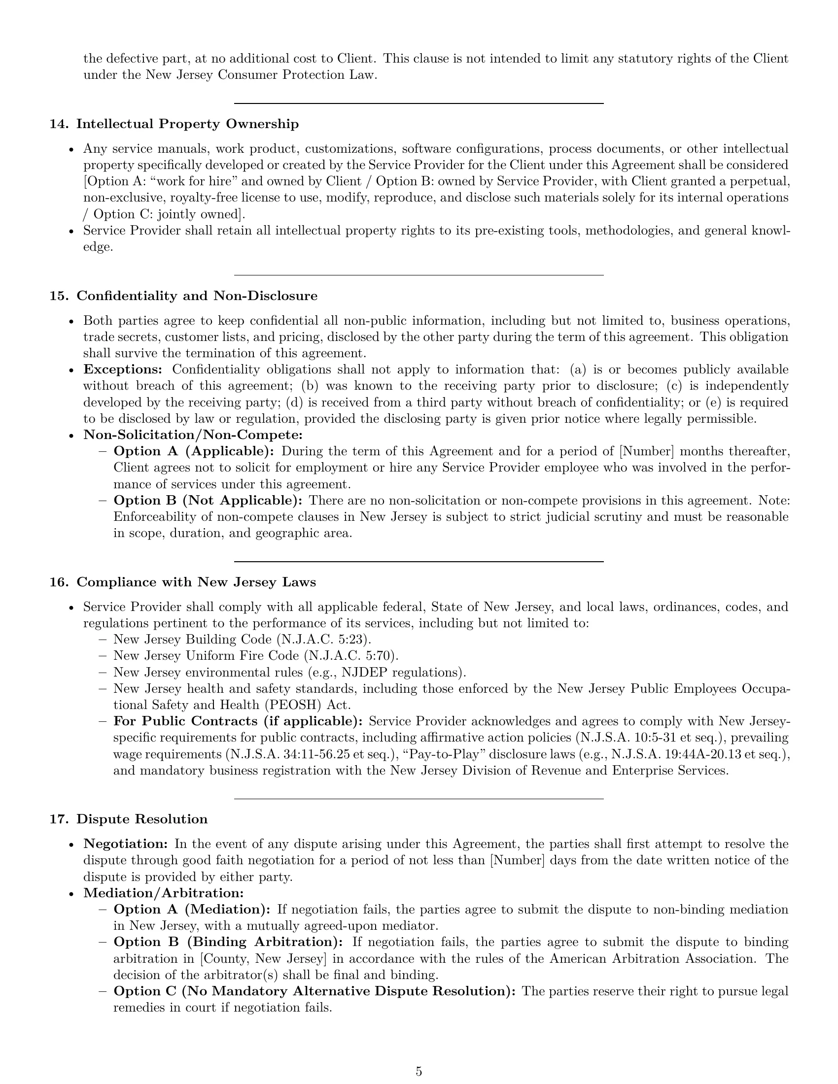 Preview page 5 of Pro New Jersey maintenance service contract template