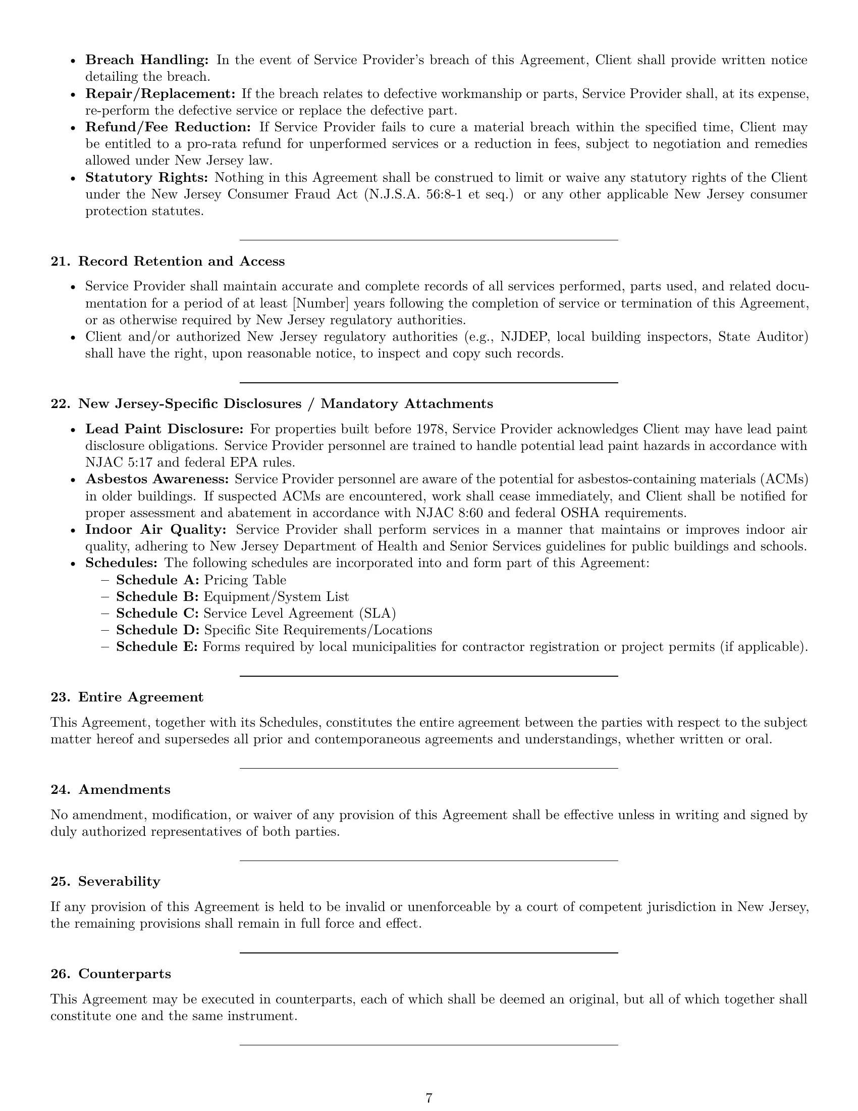 Preview page 7 of Pro New Jersey maintenance service contract template