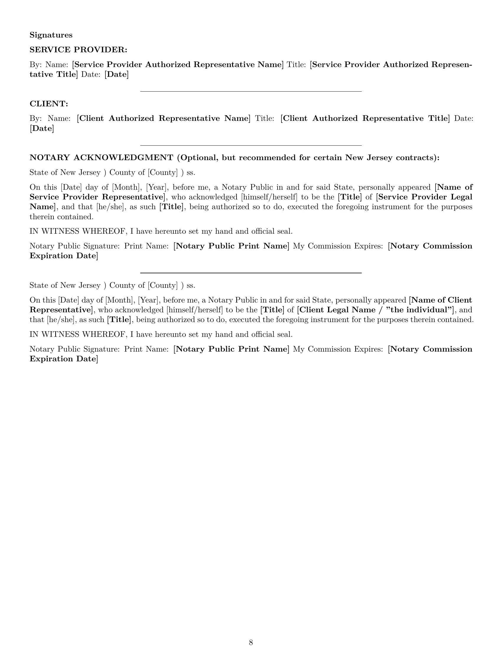 Preview page 8 of Pro New Jersey maintenance service contract template