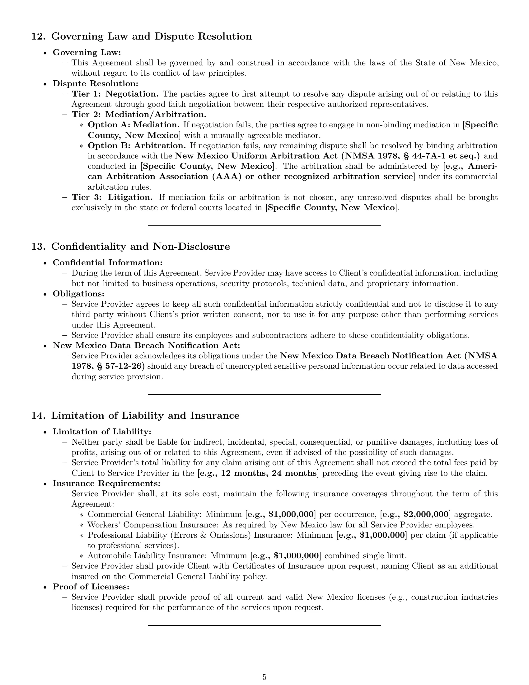 Preview page 5 of Pro New Mexico maintenance service contract template