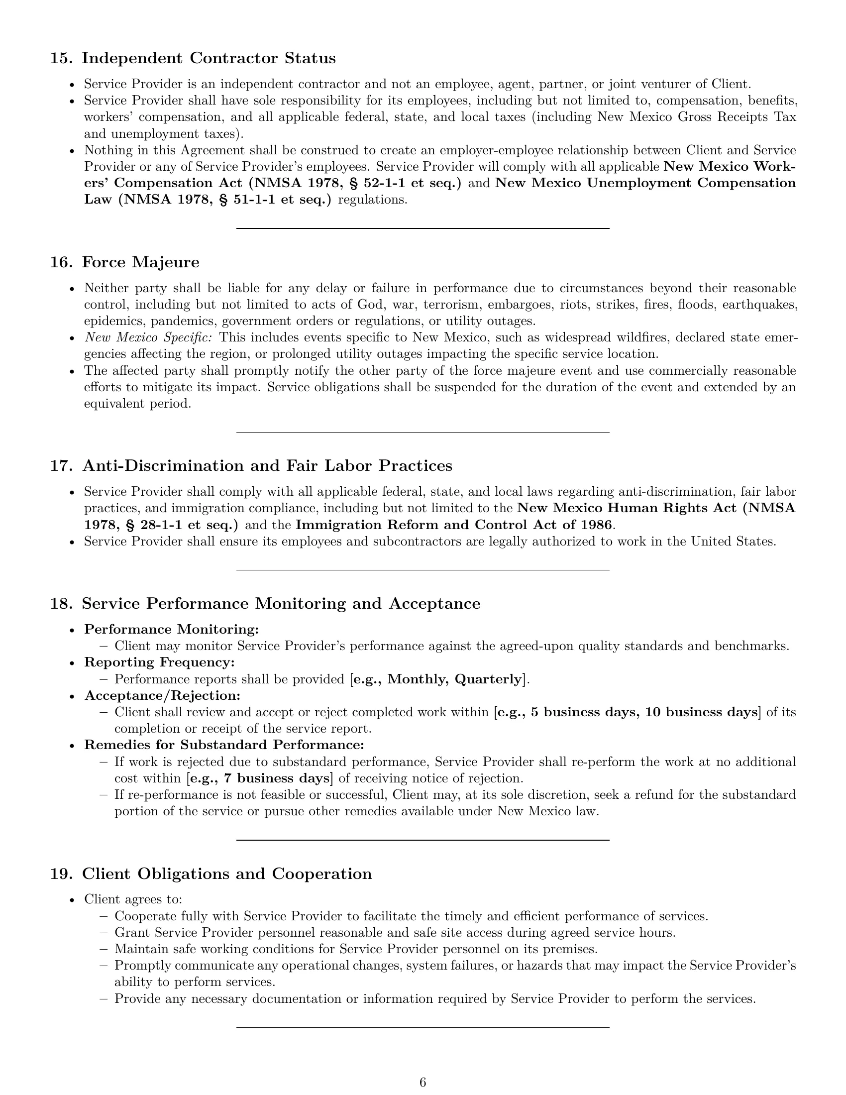 Preview page 6 of Pro New Mexico maintenance service contract template