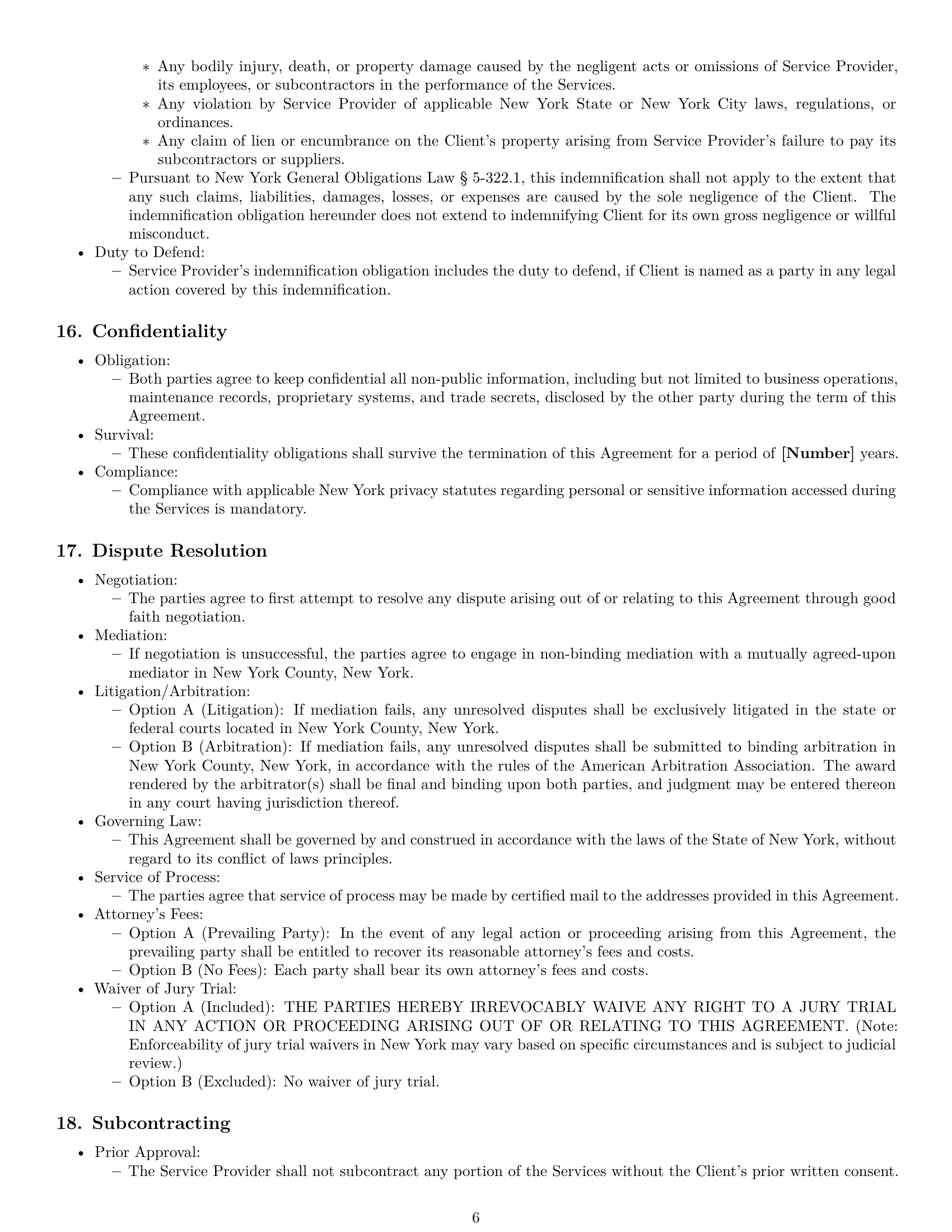 Preview page 6 of Pro New York maintenance service contract template