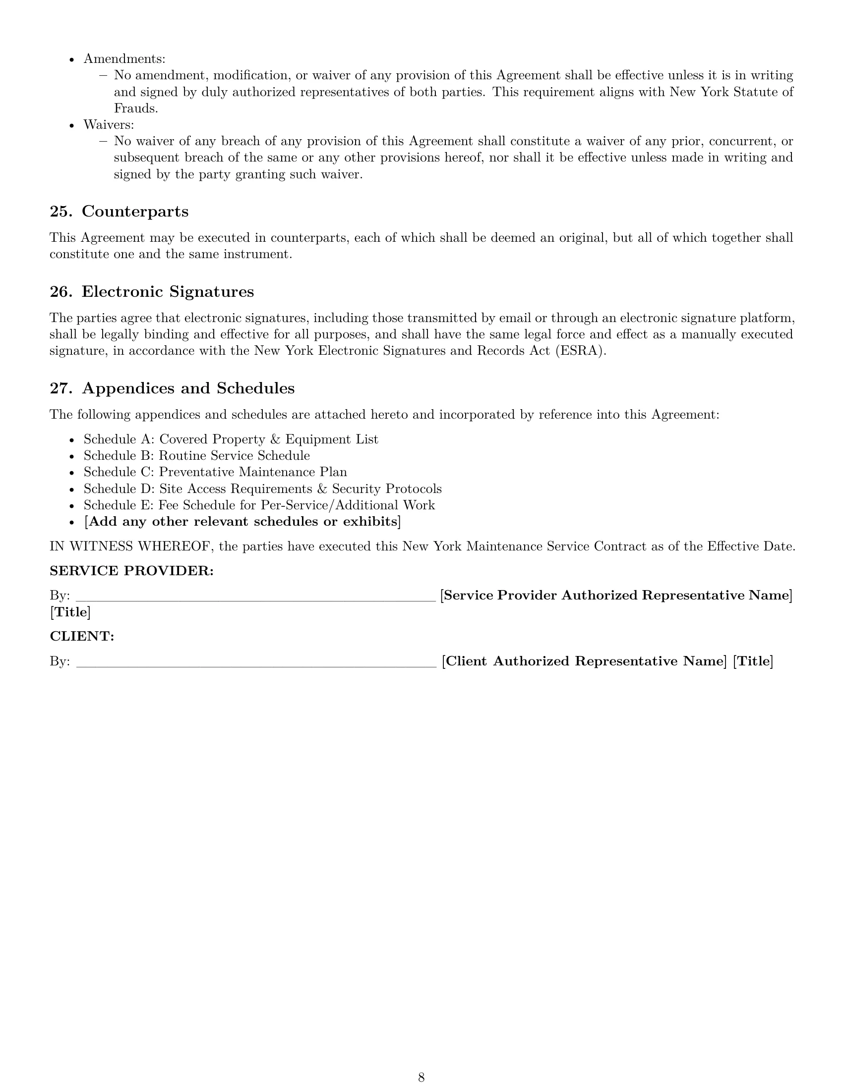 Preview page 8 of Pro New York maintenance service contract template