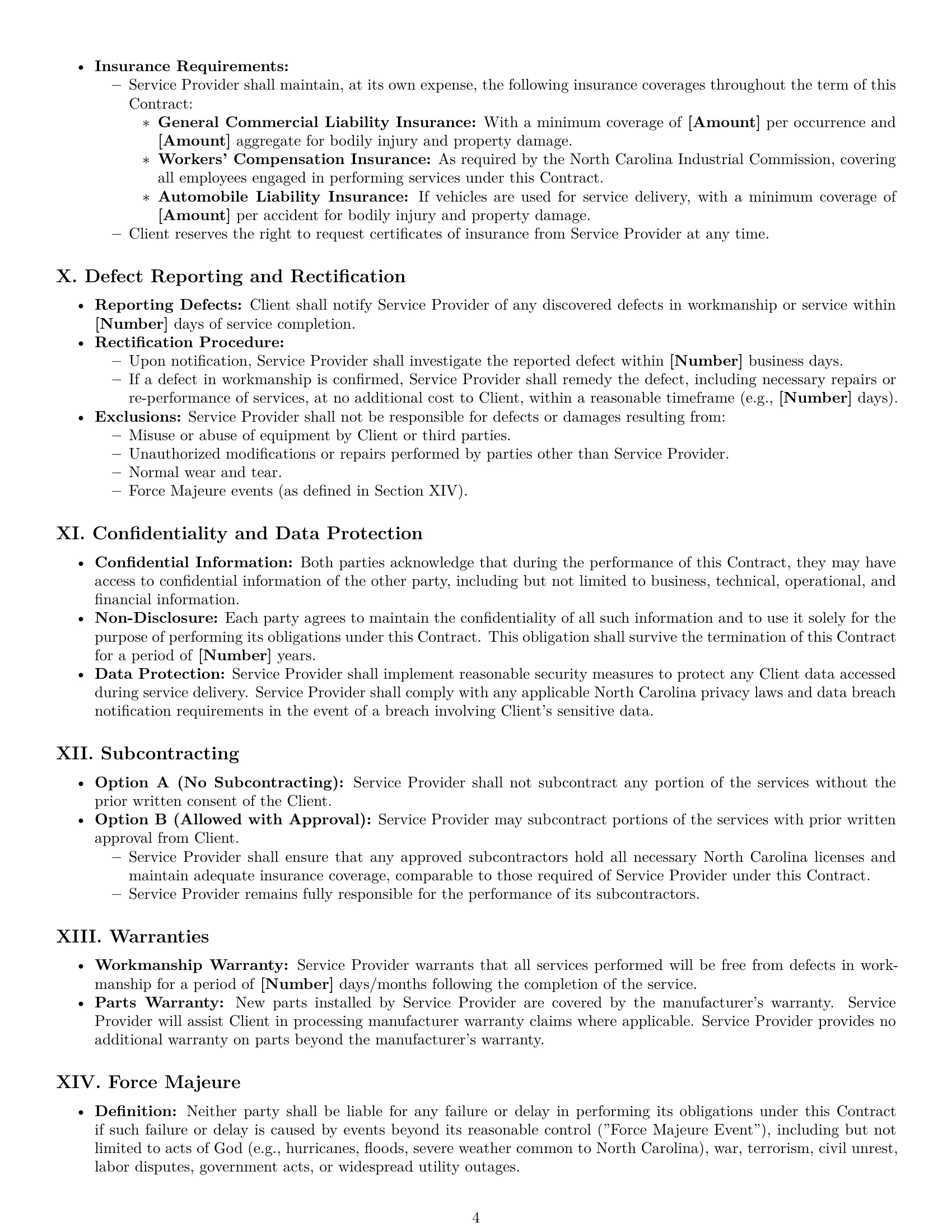 Preview page 4 of Pro North Carolina maintenance service contract template