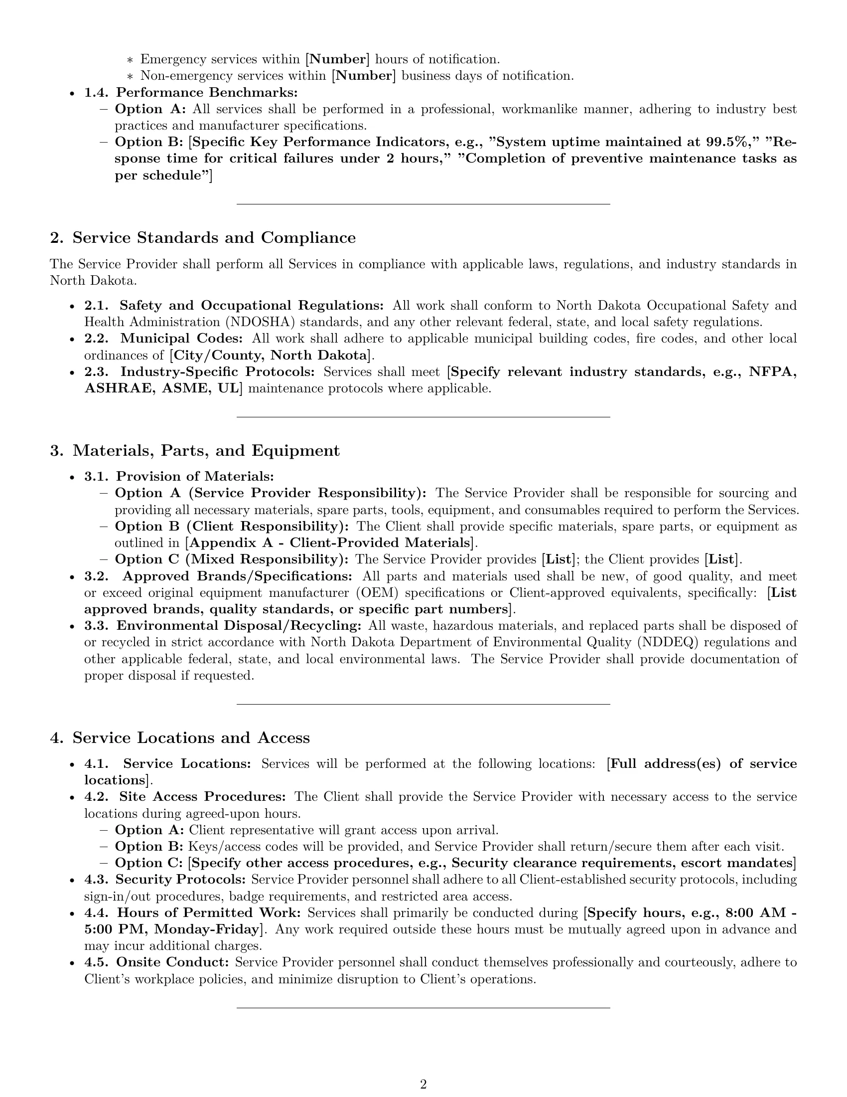Preview page 2 of Pro North Dakota maintenance service contract template