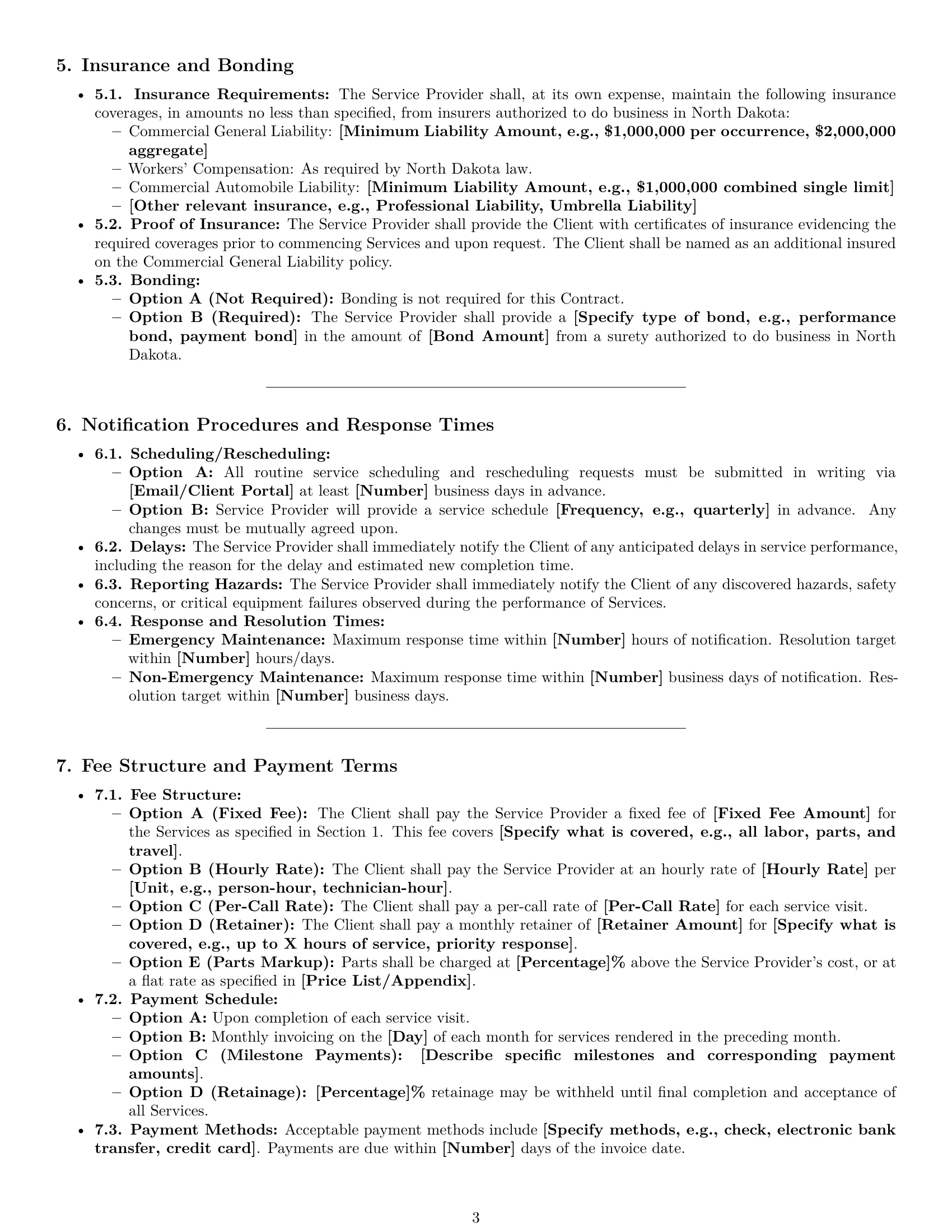 Preview page 3 of Pro North Dakota maintenance service contract template