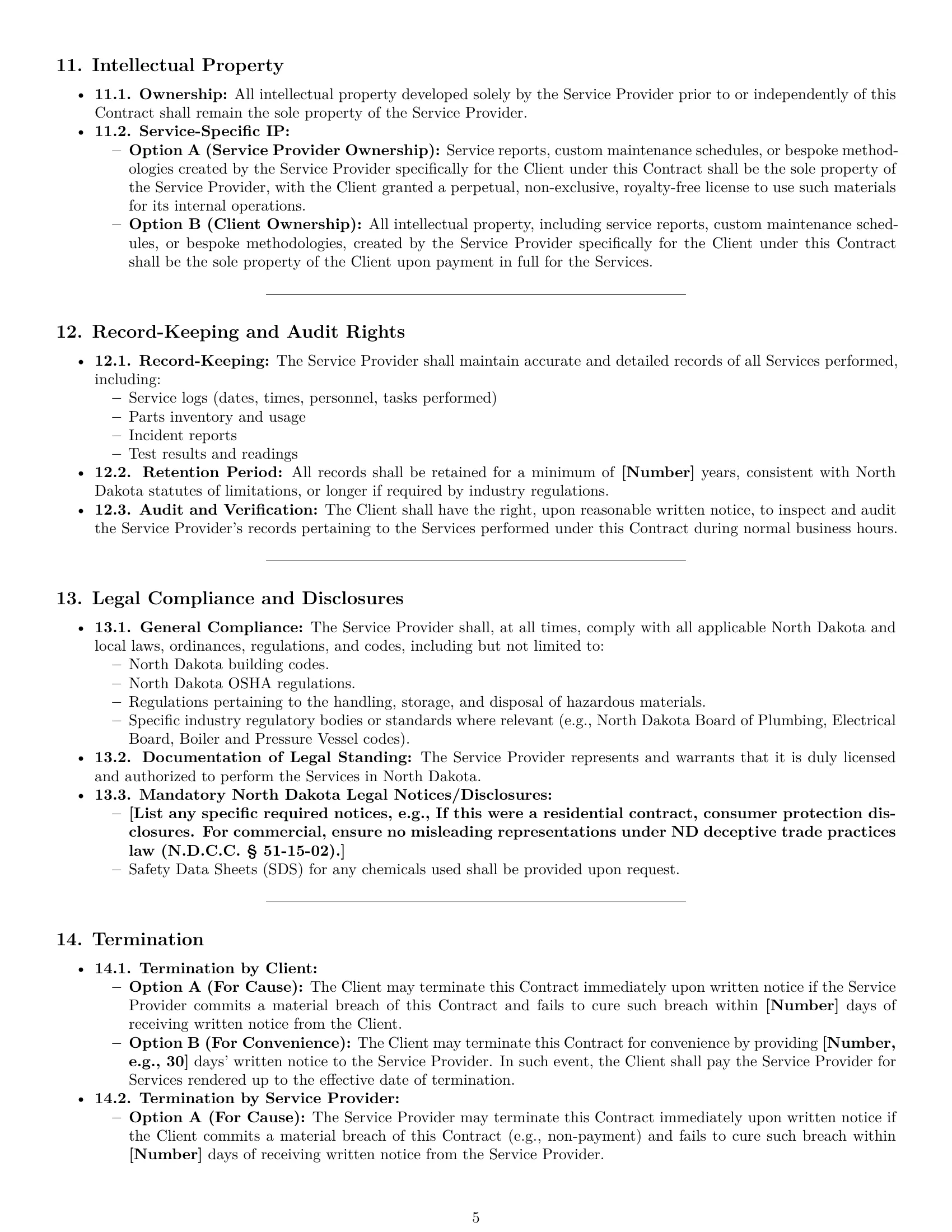 Preview page 5 of Pro North Dakota maintenance service contract template