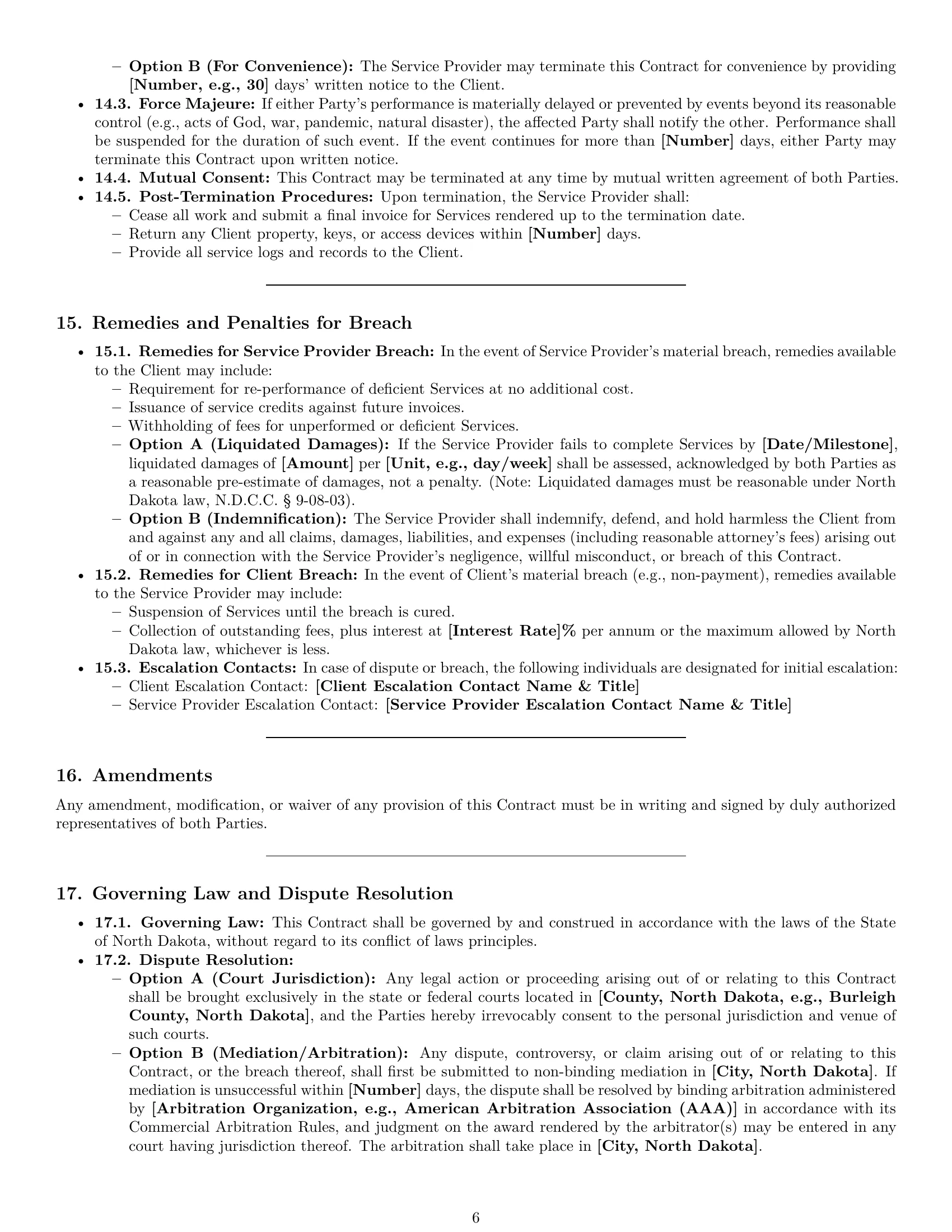 Preview page 6 of Pro North Dakota maintenance service contract template