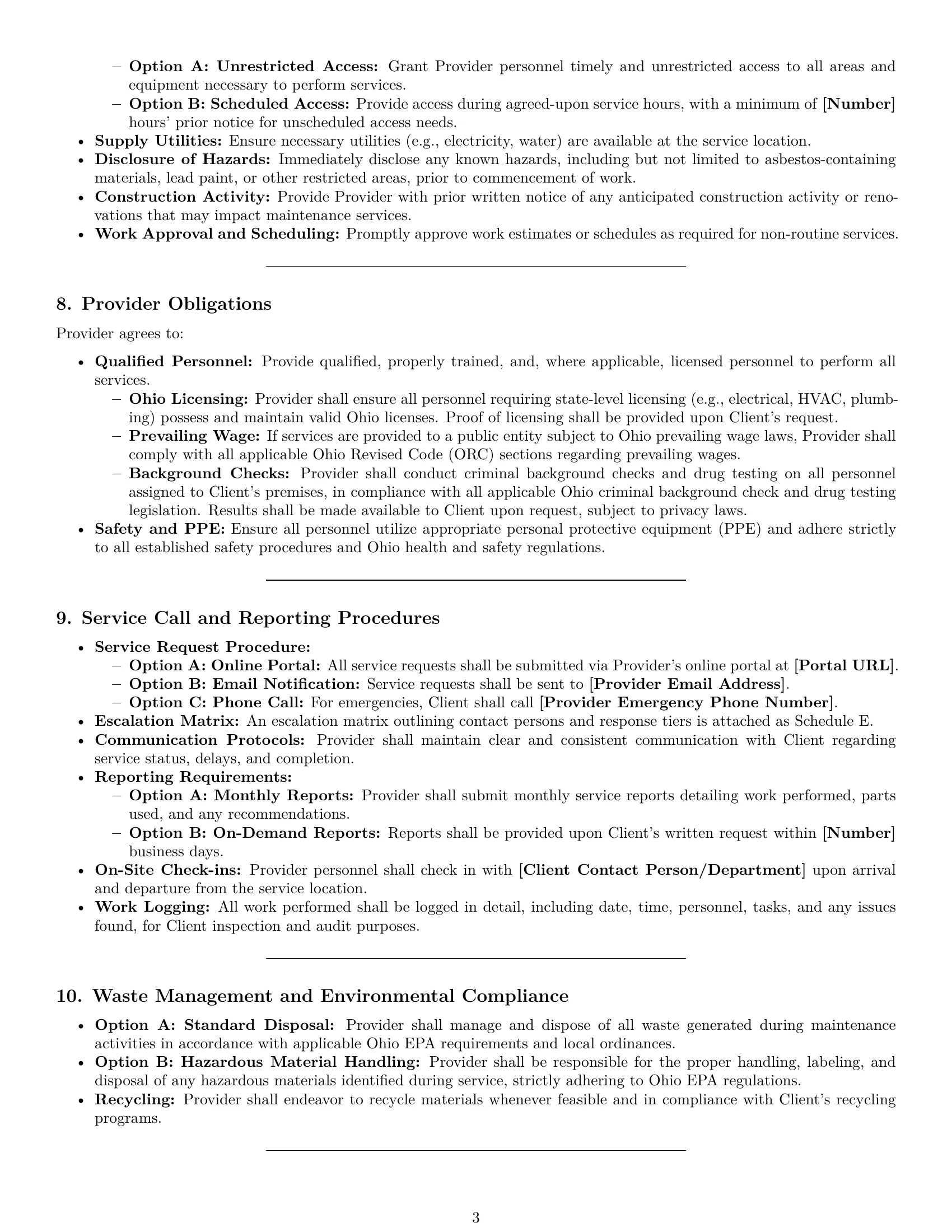 Preview page 3 of Pro Ohio maintenance service contract template