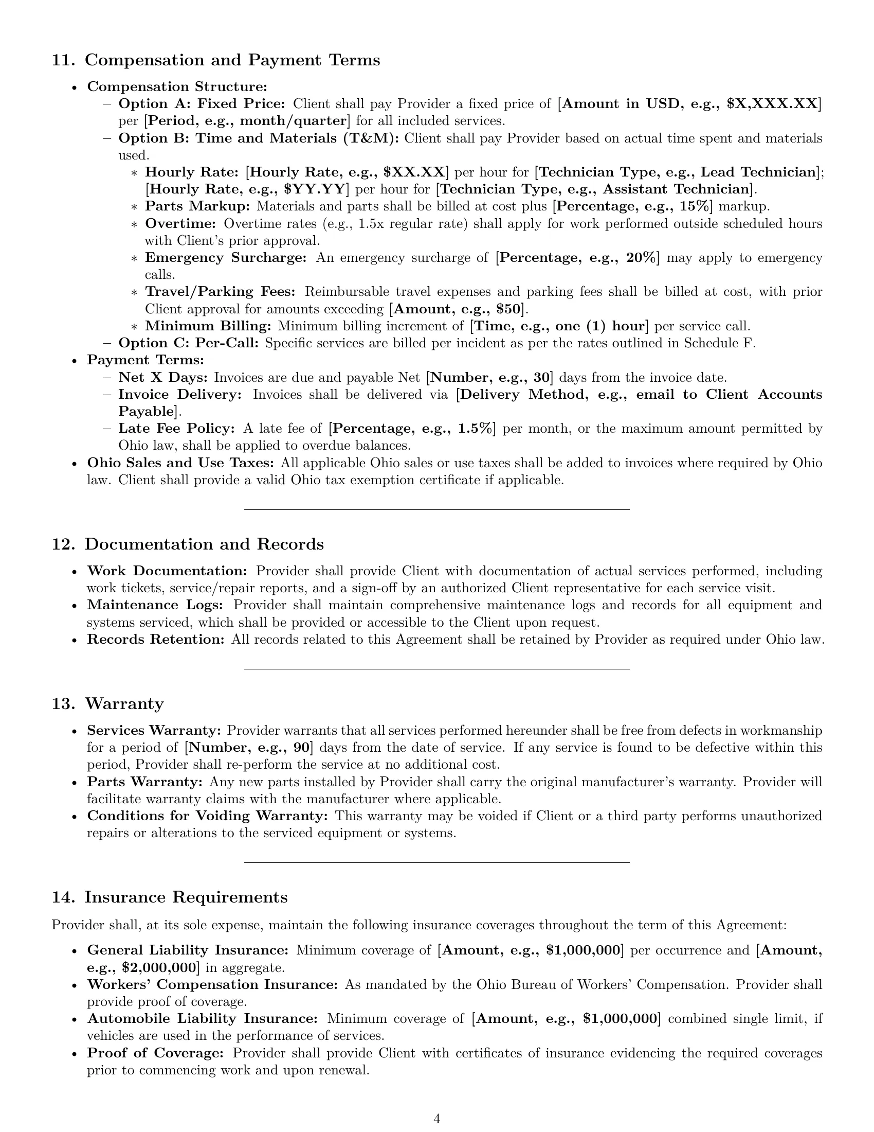 Preview page 4 of Pro Ohio maintenance service contract template