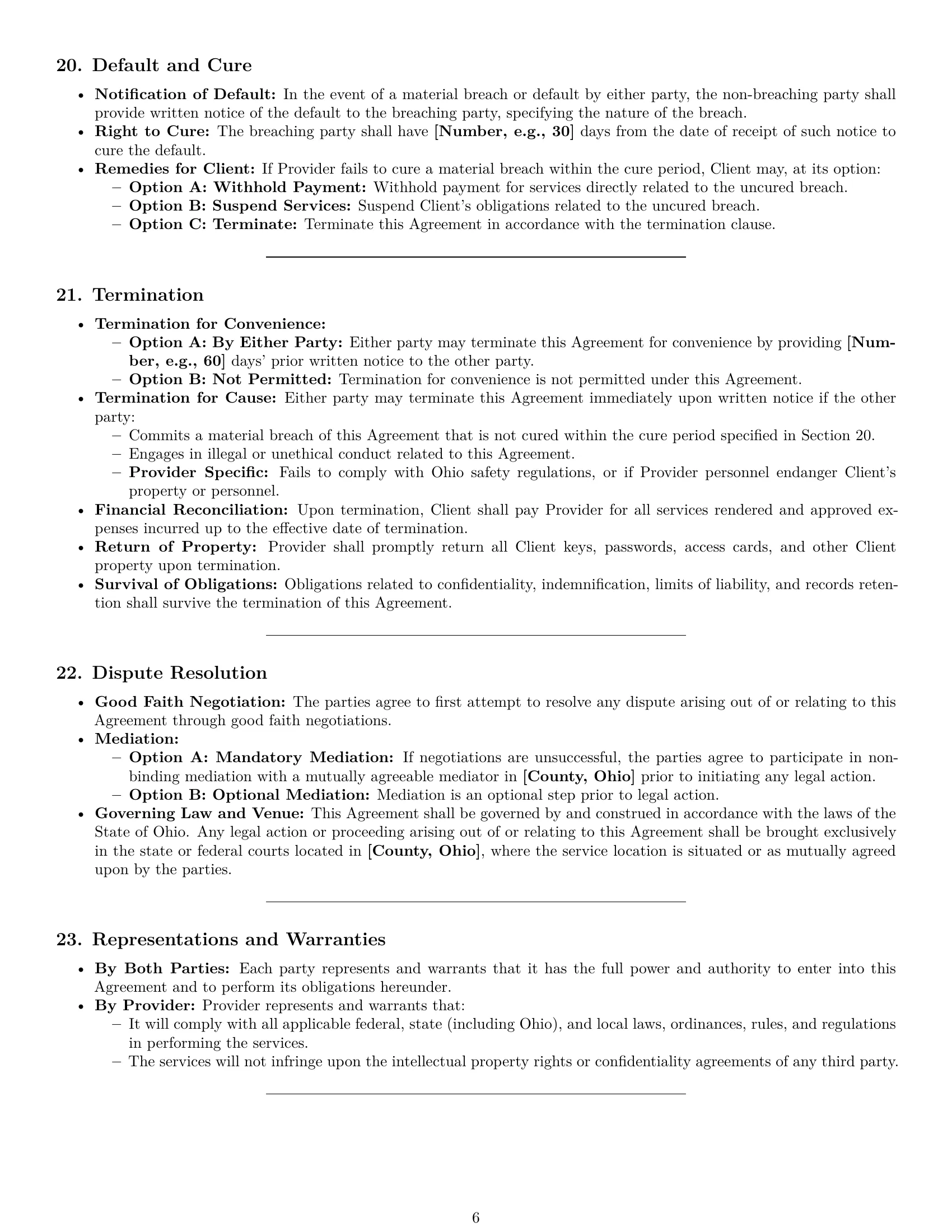 Preview page 6 of Pro Ohio maintenance service contract template