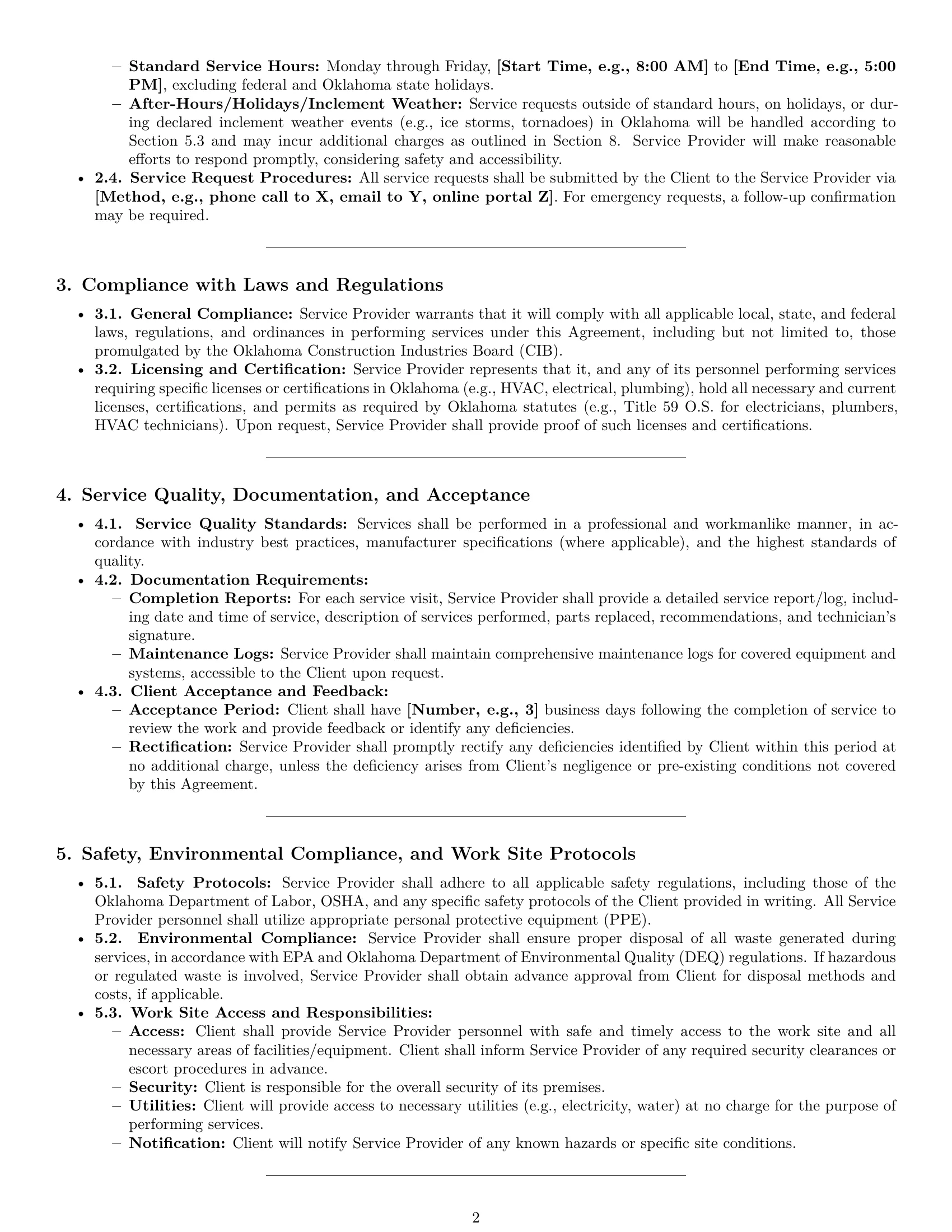 Preview page 2 of Pro Oklahoma maintenance service contract template