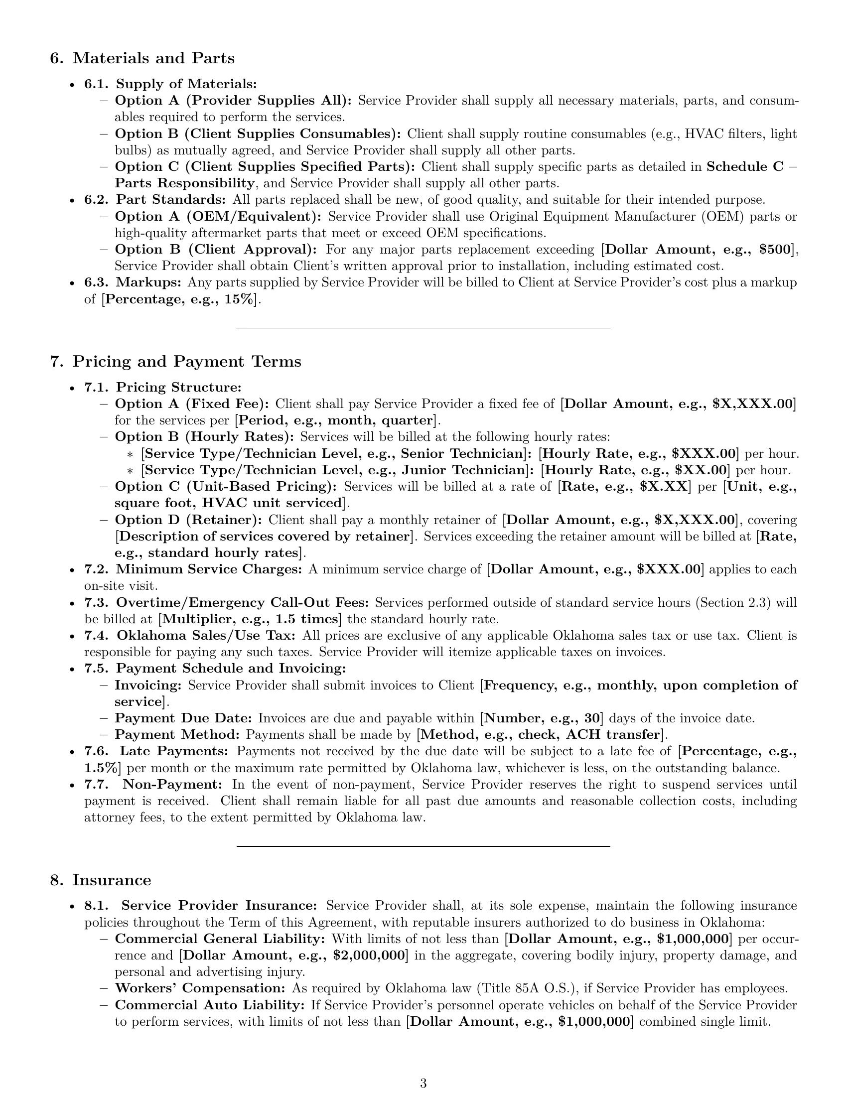 Preview page 3 of Pro Oklahoma maintenance service contract template