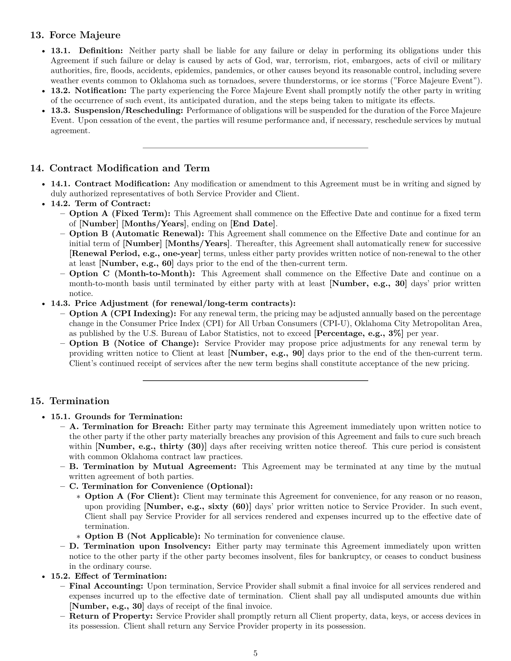 Preview page 5 of Pro Oklahoma maintenance service contract template