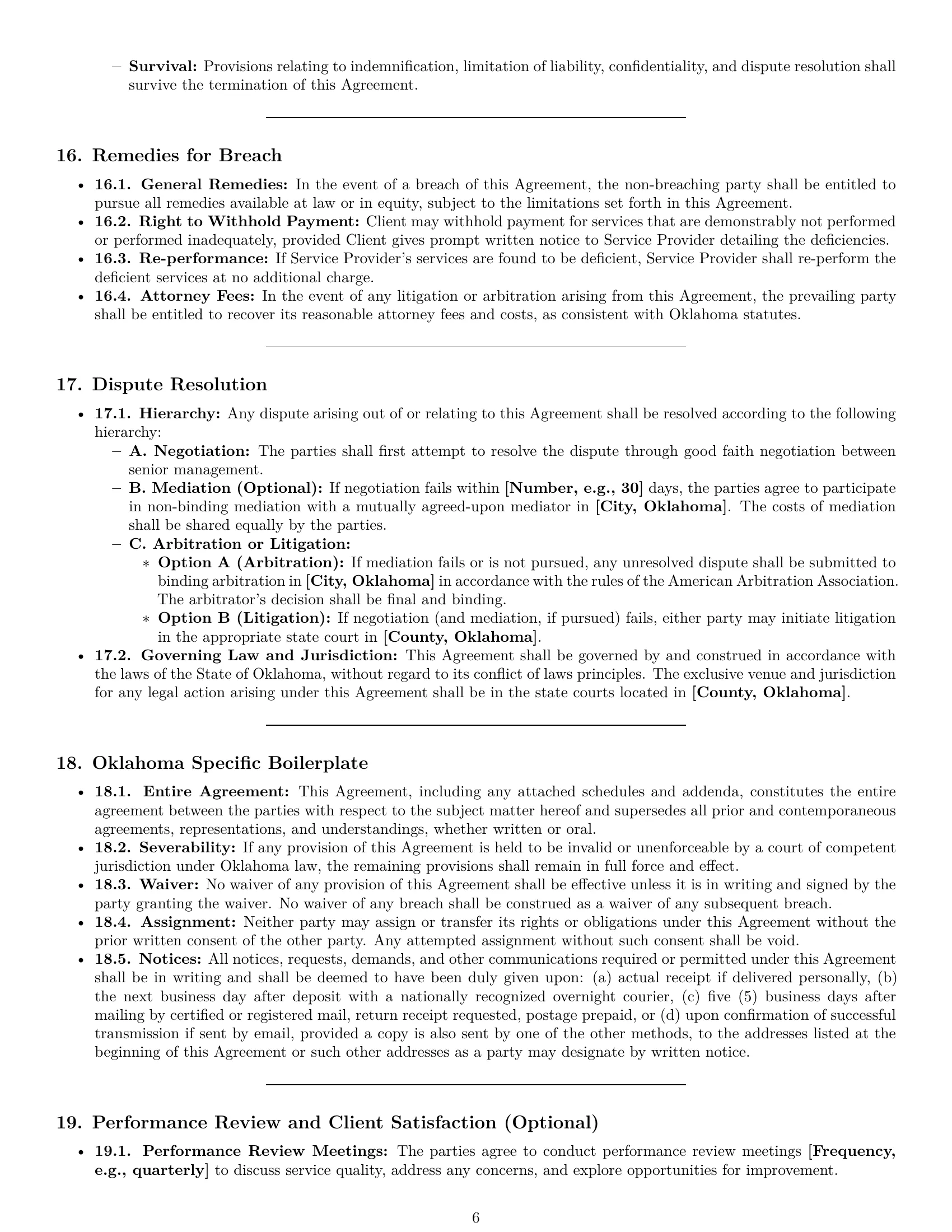 Preview page 6 of Pro Oklahoma maintenance service contract template