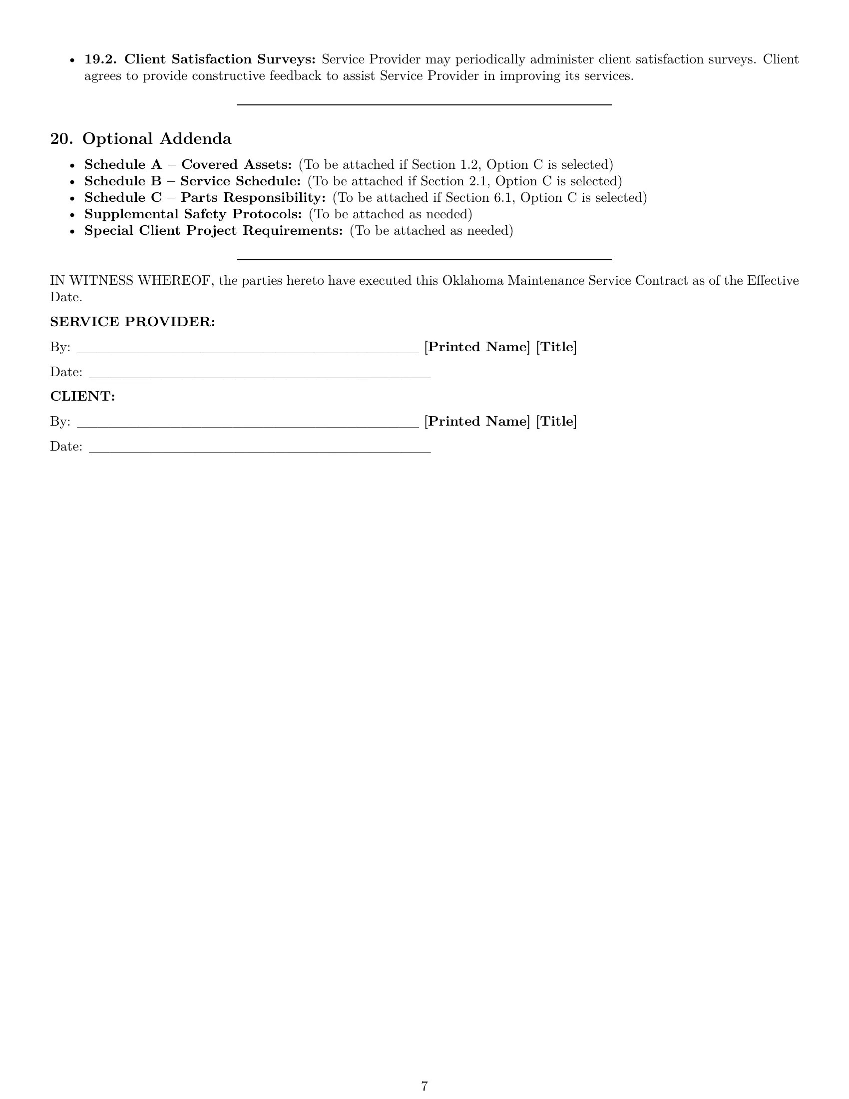 Preview page 7 of Pro Oklahoma maintenance service contract template