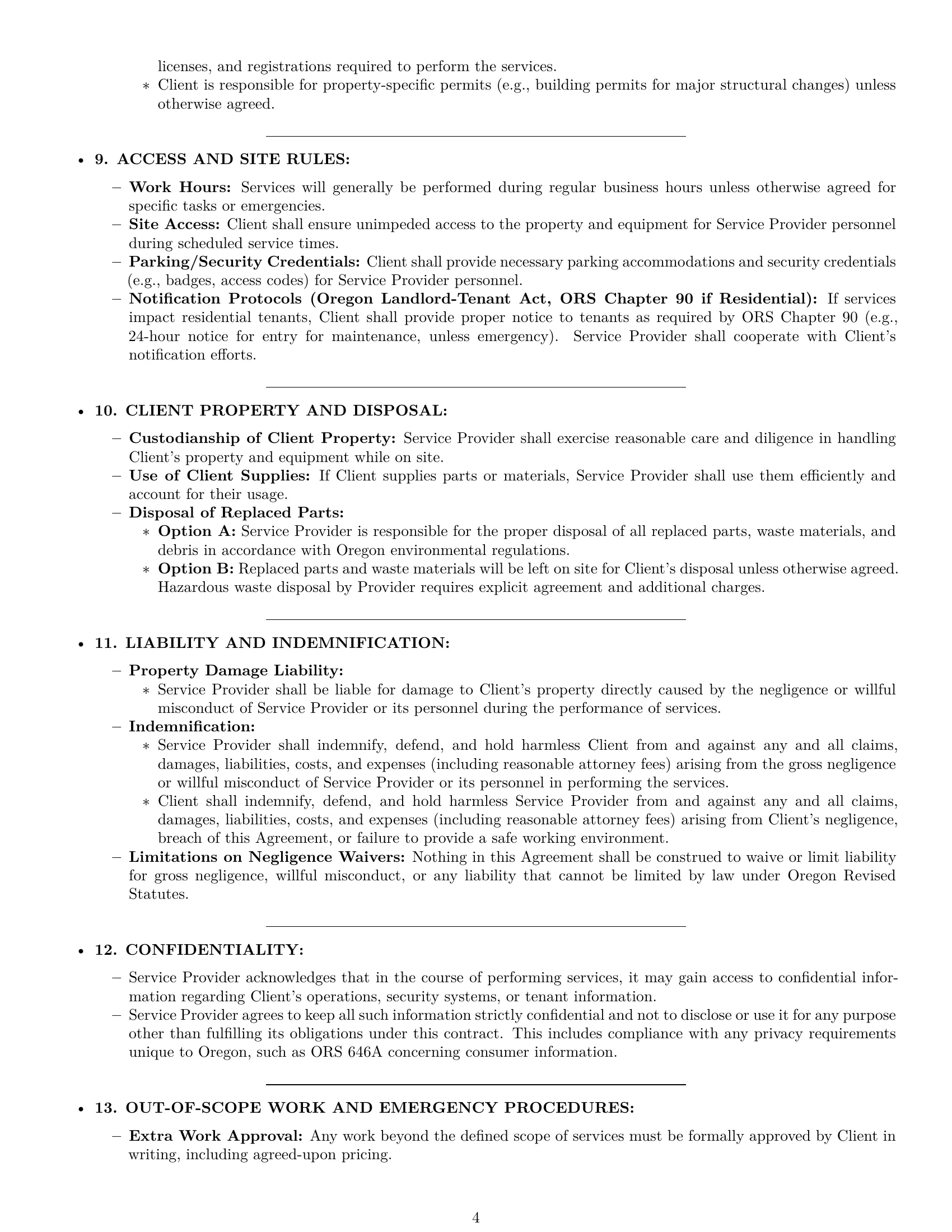 Preview page 4 of Pro Oregon maintenance service contract template