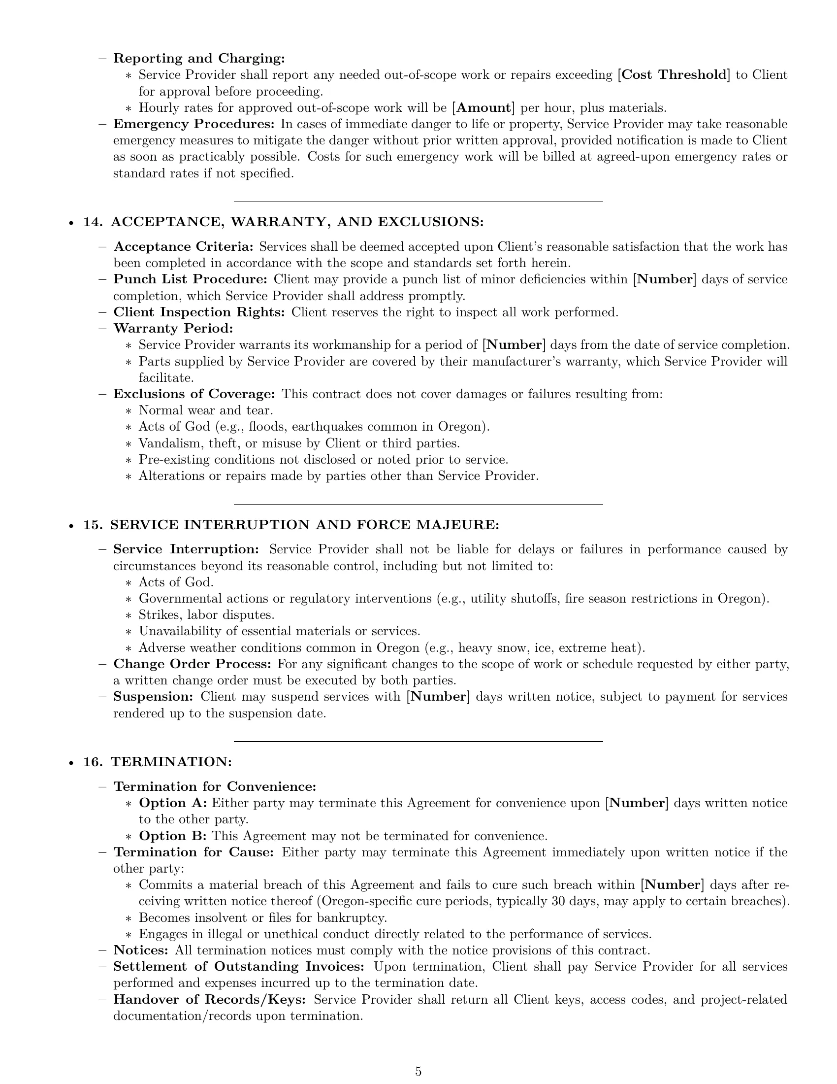 Preview page 5 of Pro Oregon maintenance service contract template