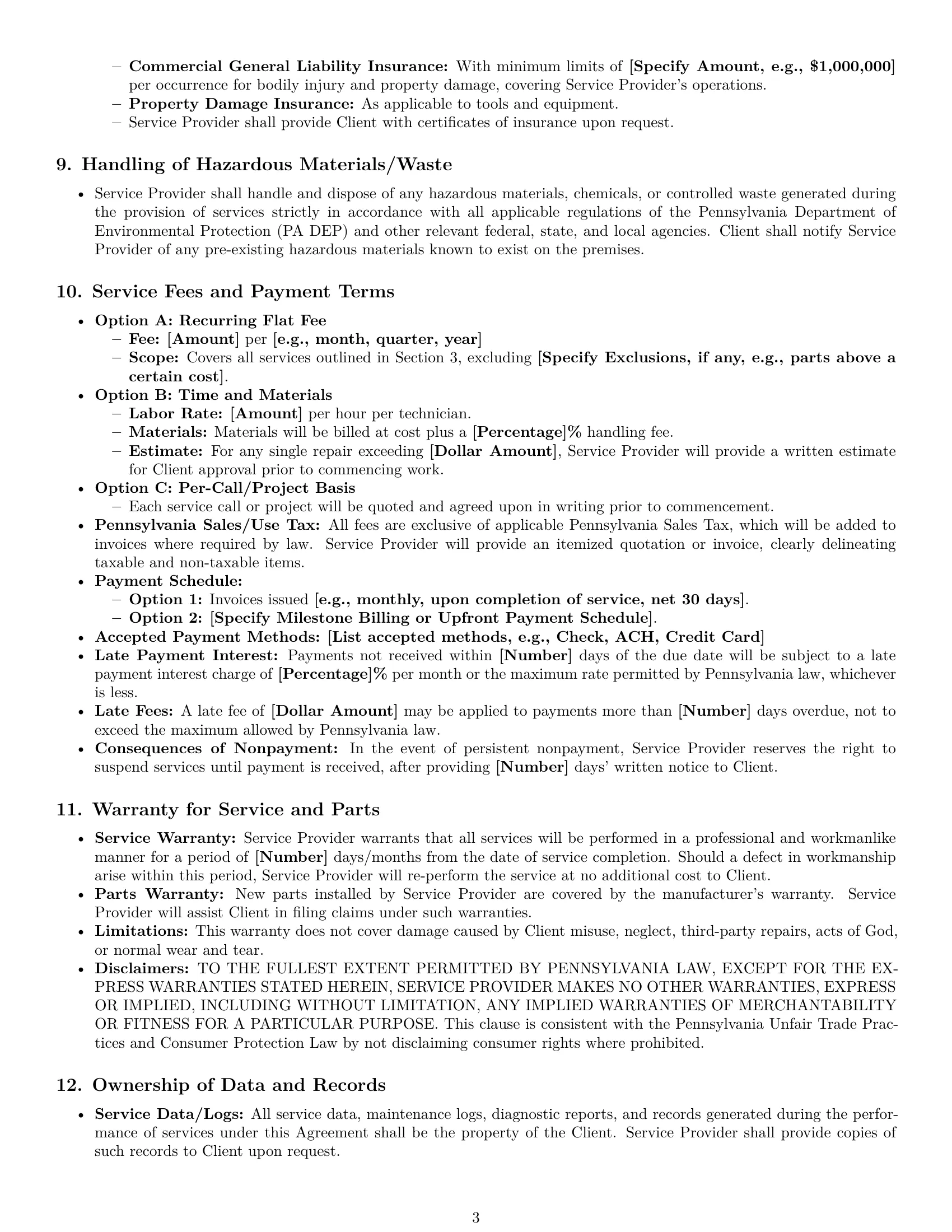 Preview page 3 of Pro Pennsylvania maintenance service contract template