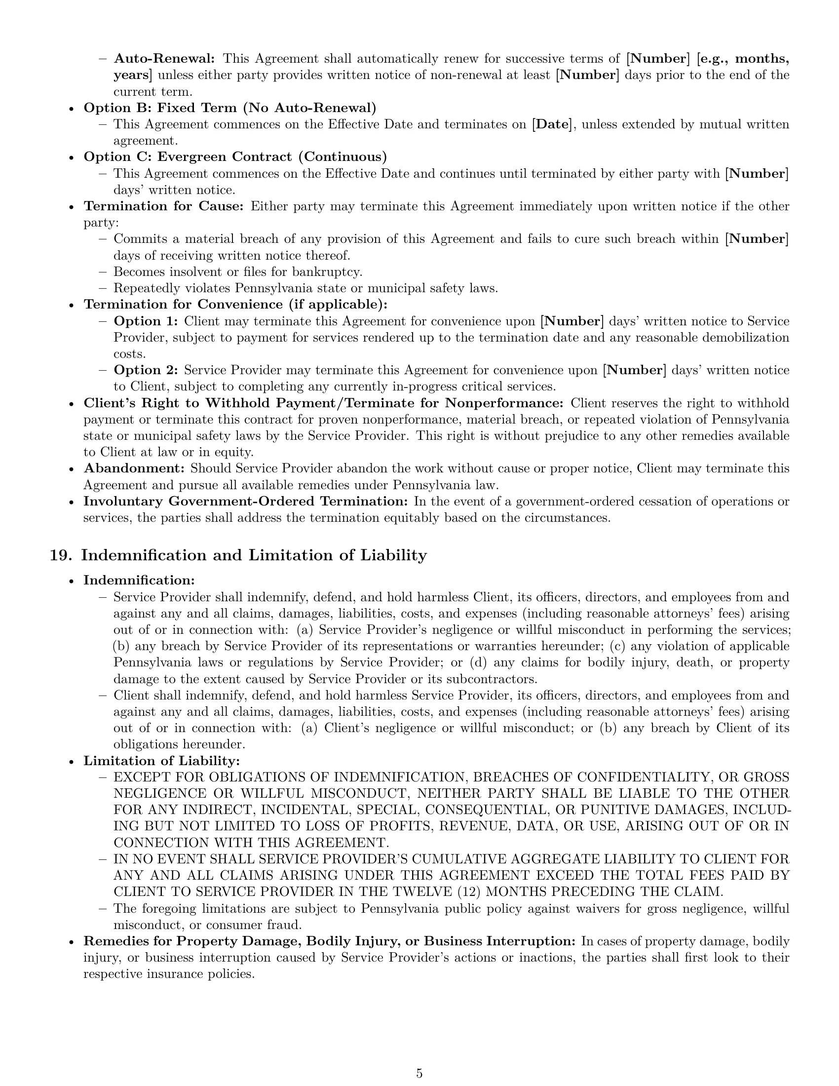 Preview page 5 of Pro Pennsylvania maintenance service contract template