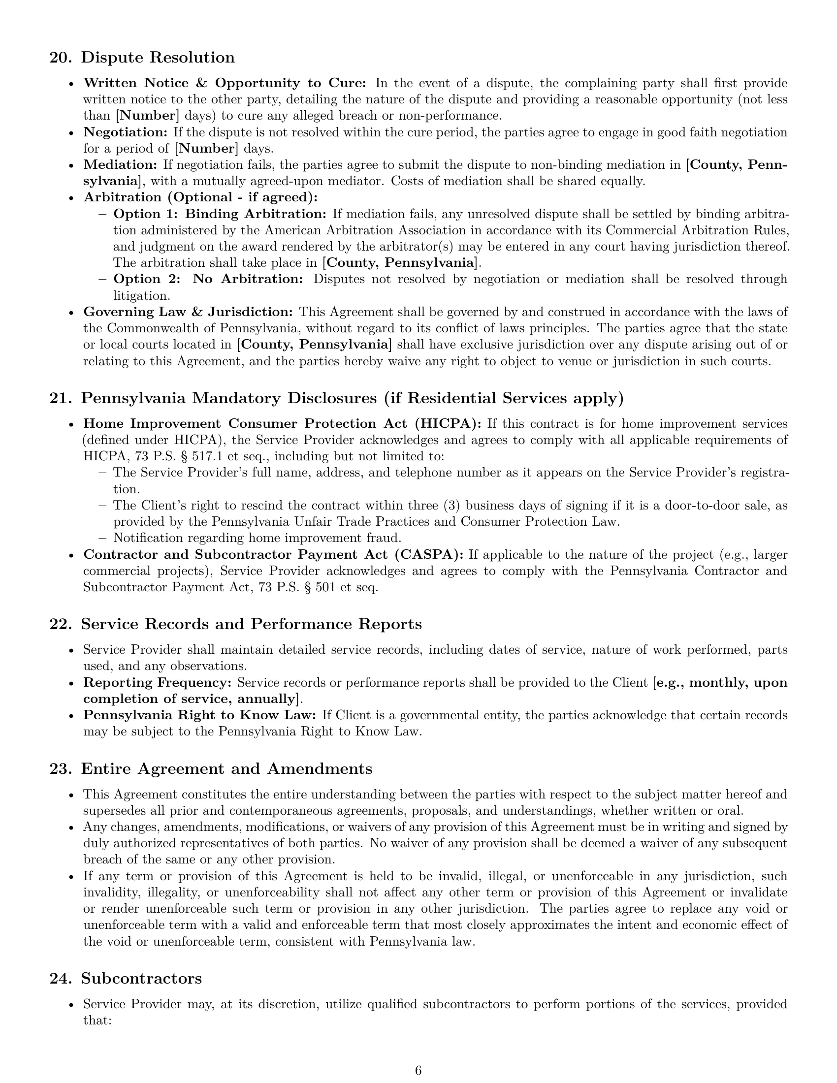 Preview page 6 of Pro Pennsylvania maintenance service contract template