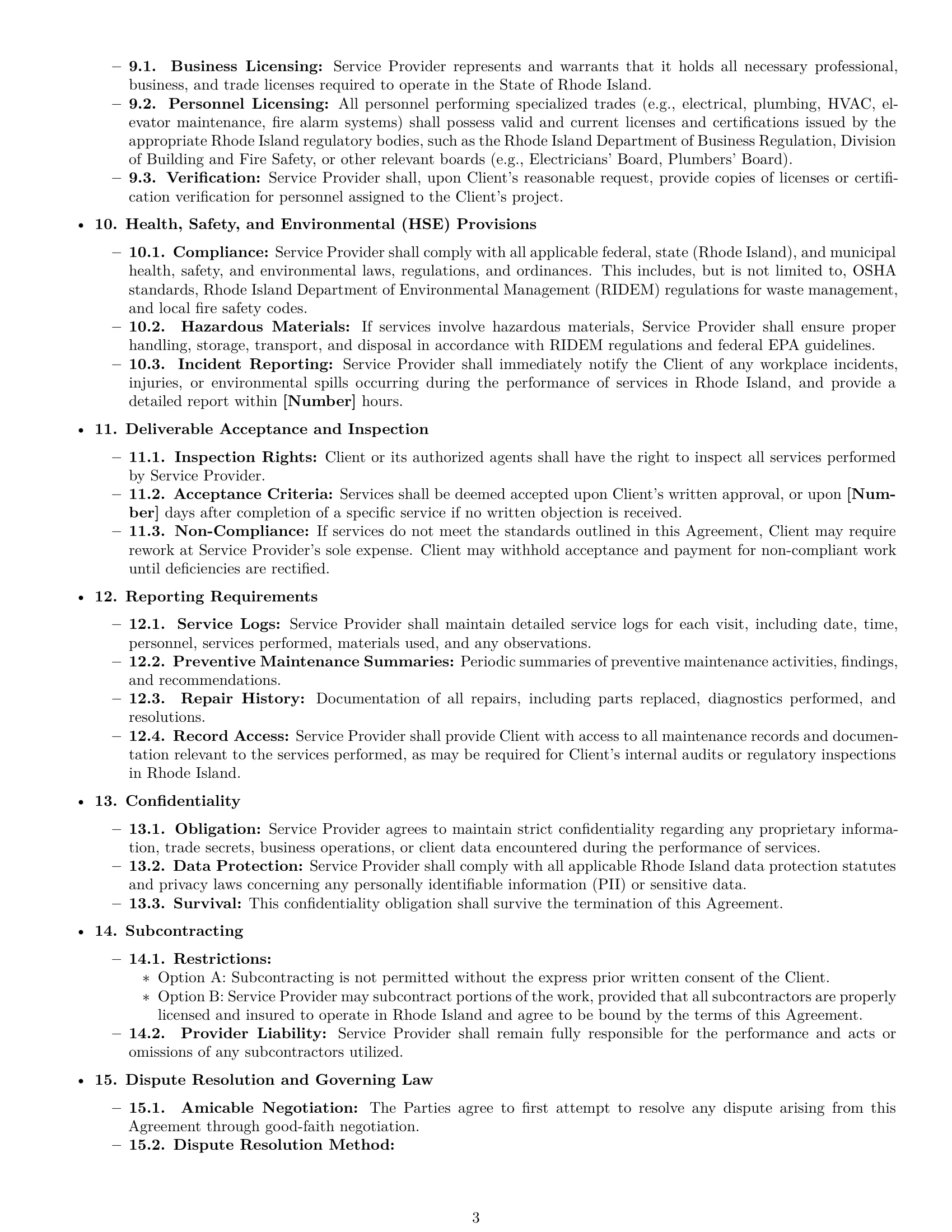 Preview page 3 of Pro Rhode Island maintenance service contract template