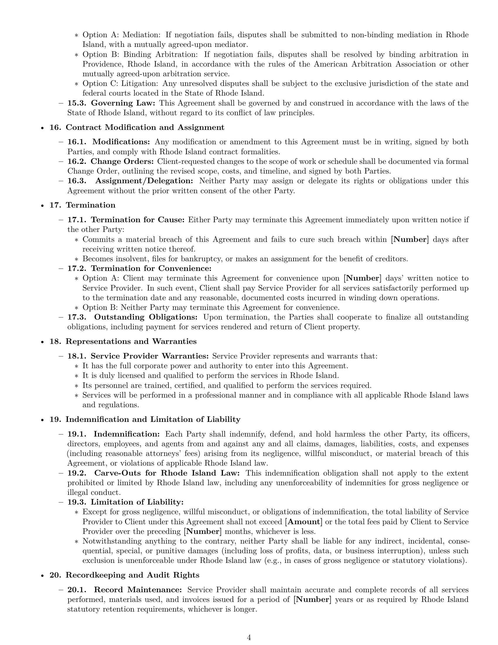 Preview page 4 of Pro Rhode Island maintenance service contract template