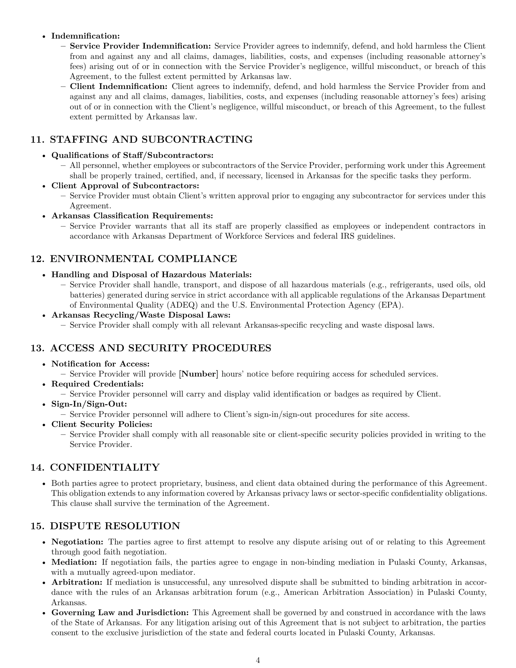 Preview page 4 of Pro Arkansas maintenance service contract template