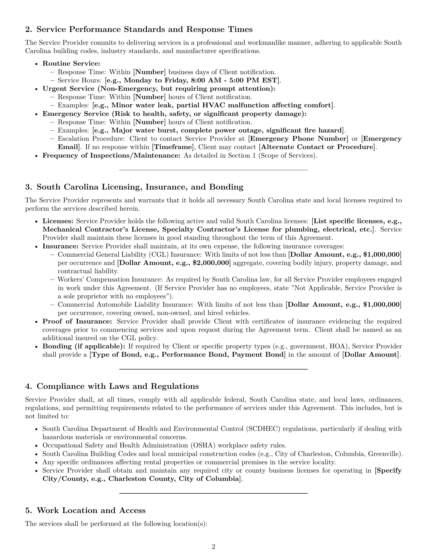 Preview page 2 of Pro South Carolina maintenance service contract template