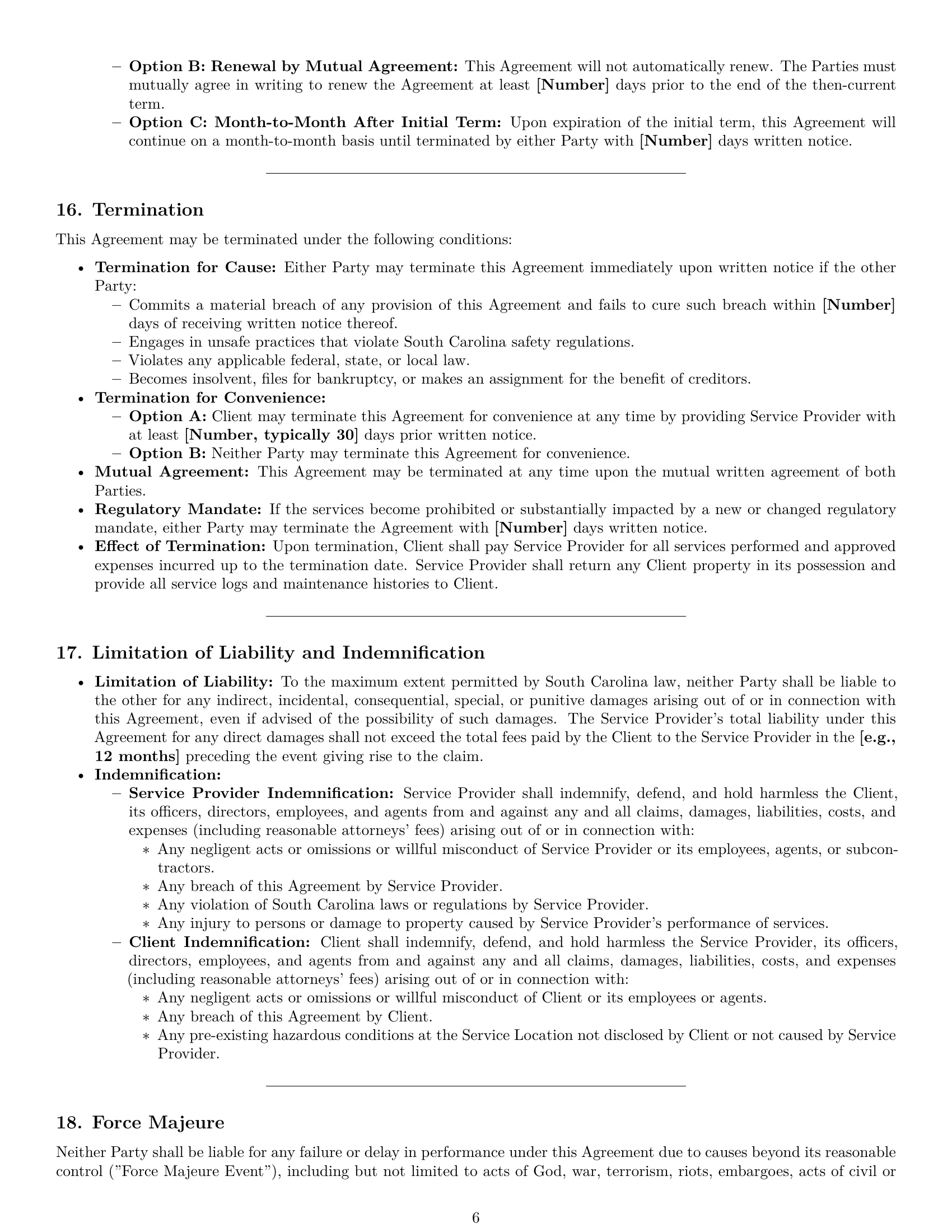 Preview page 6 of Pro South Carolina maintenance service contract template