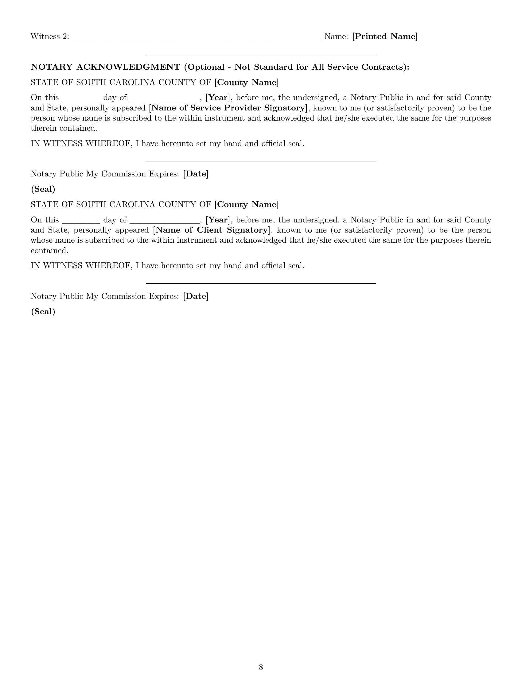 Preview page 8 of Pro South Carolina maintenance service contract template