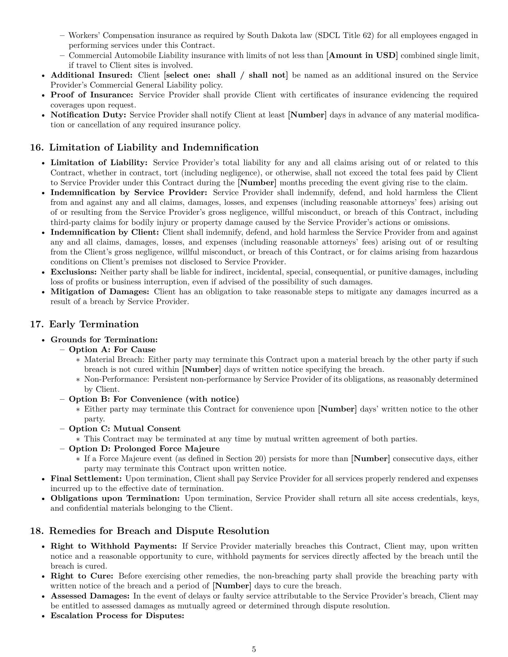 Preview page 5 of Pro South Dakota maintenance service contract template