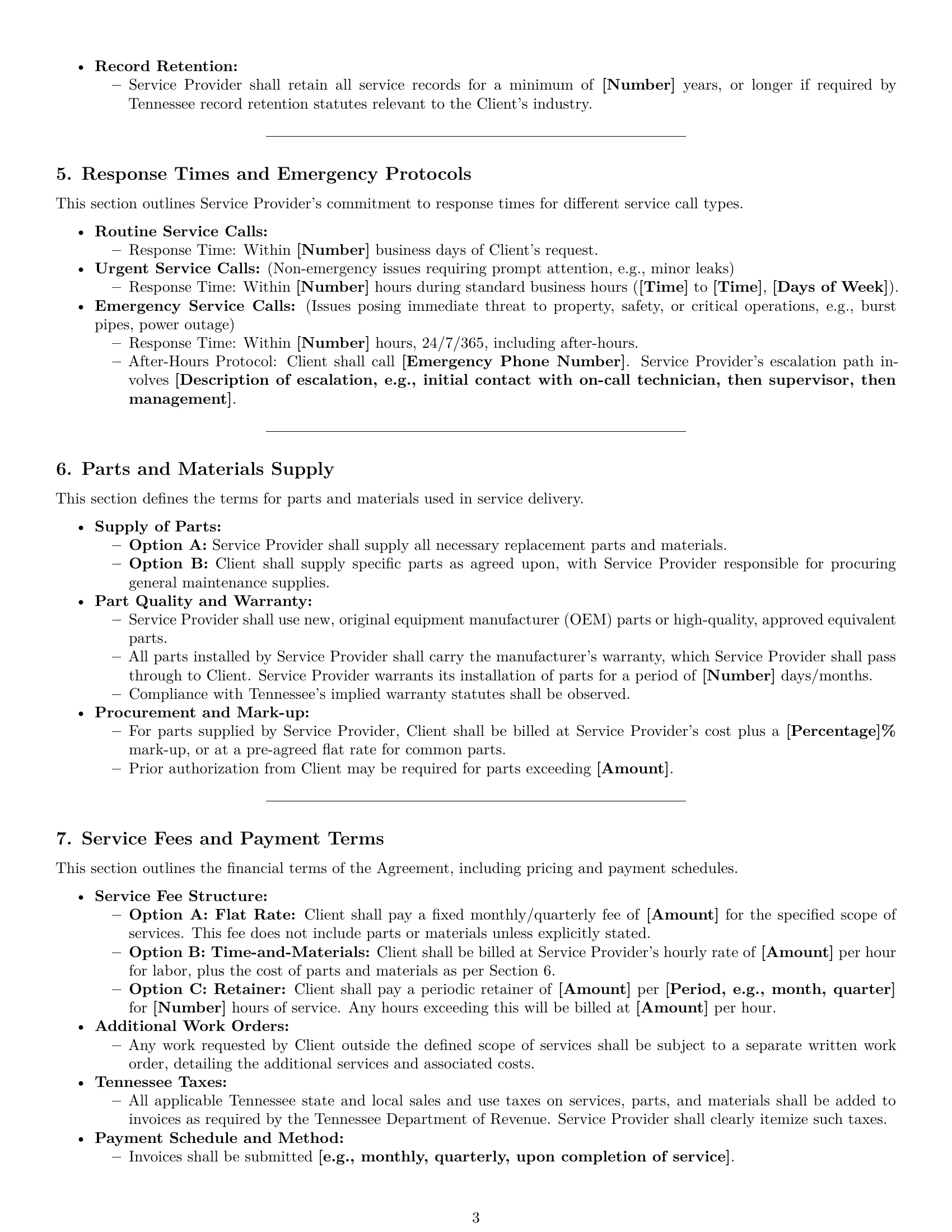 Preview page 3 of Pro Tennessee maintenance service contract template