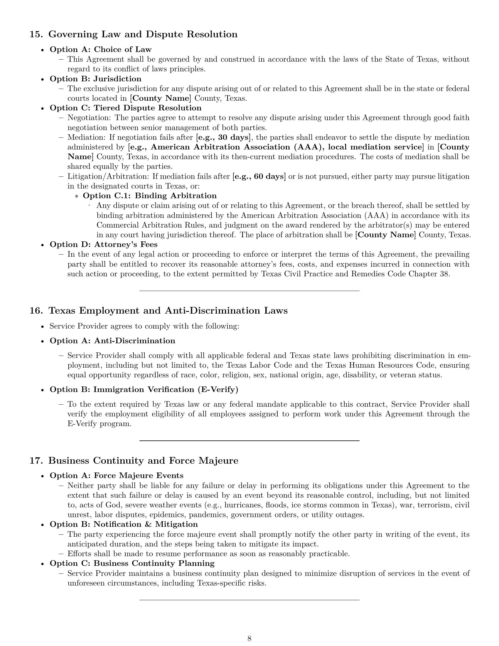 Preview page 8 of Pro Texas maintenance service contract template