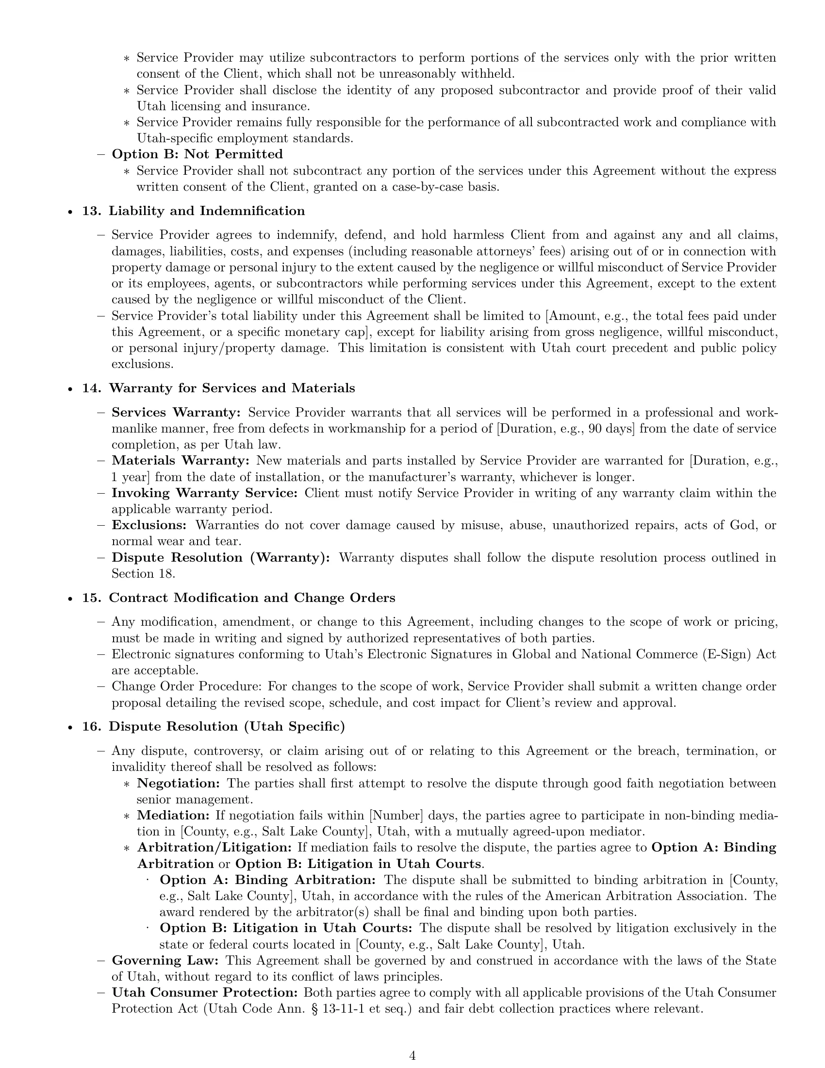 Preview page 4 of Pro Utah maintenance service contract template