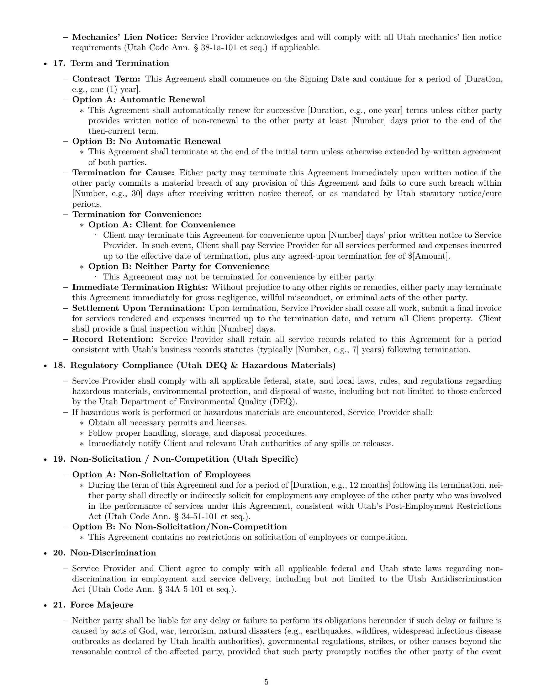 Preview page 5 of Pro Utah maintenance service contract template