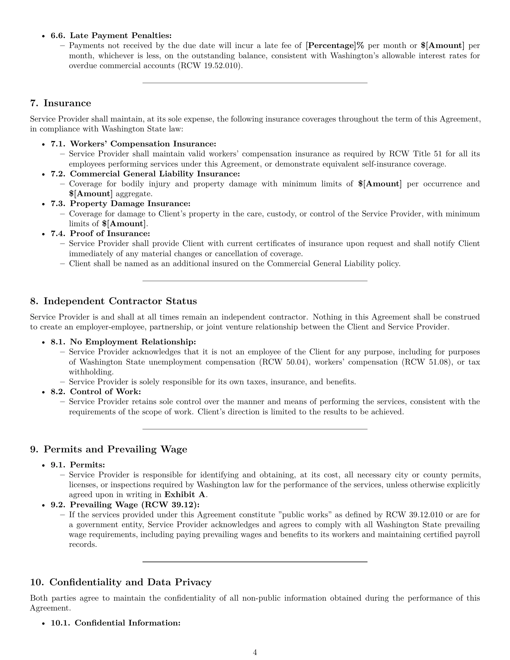 Preview page 4 of Pro Washington maintenance service contract template