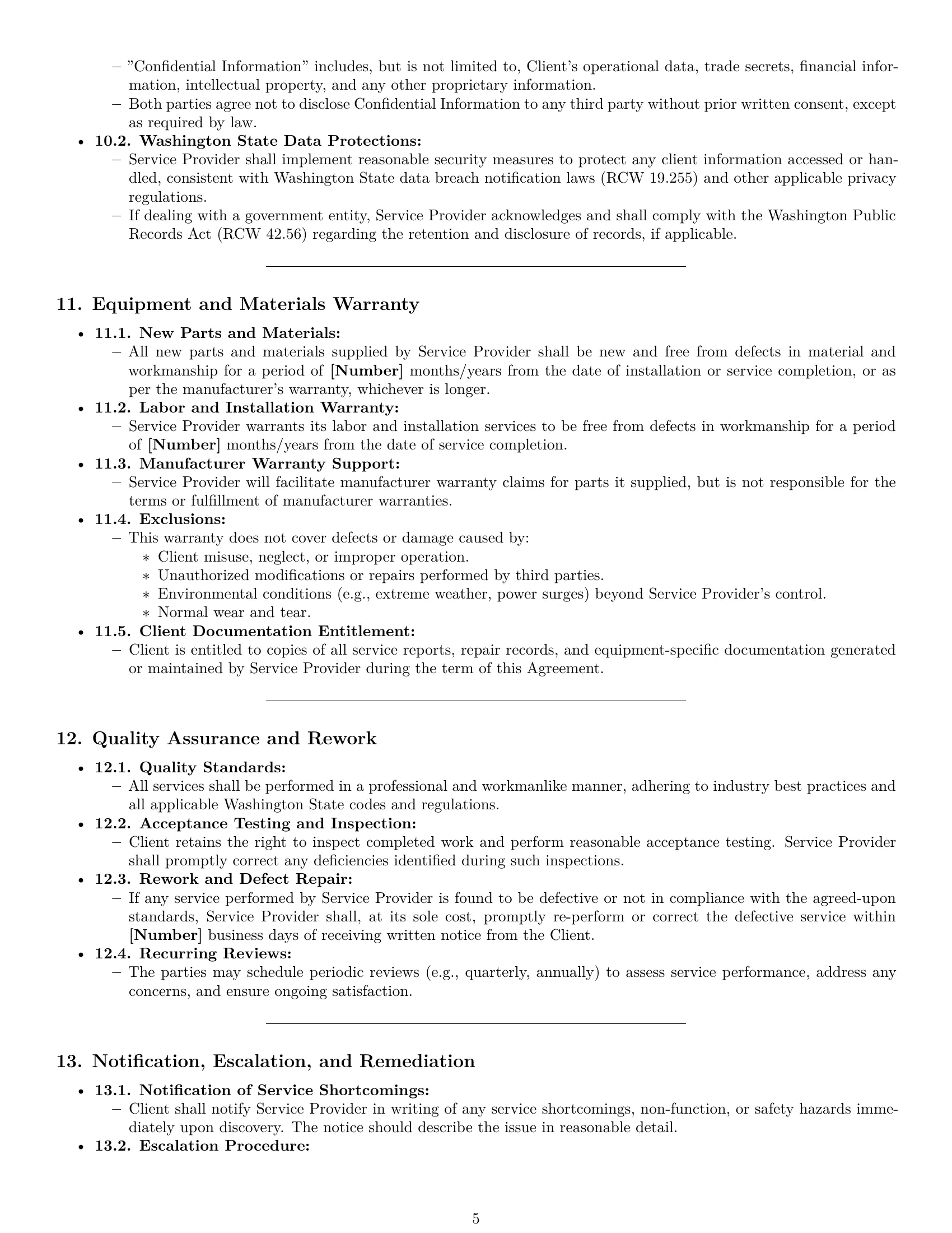 Preview page 5 of Pro Washington maintenance service contract template