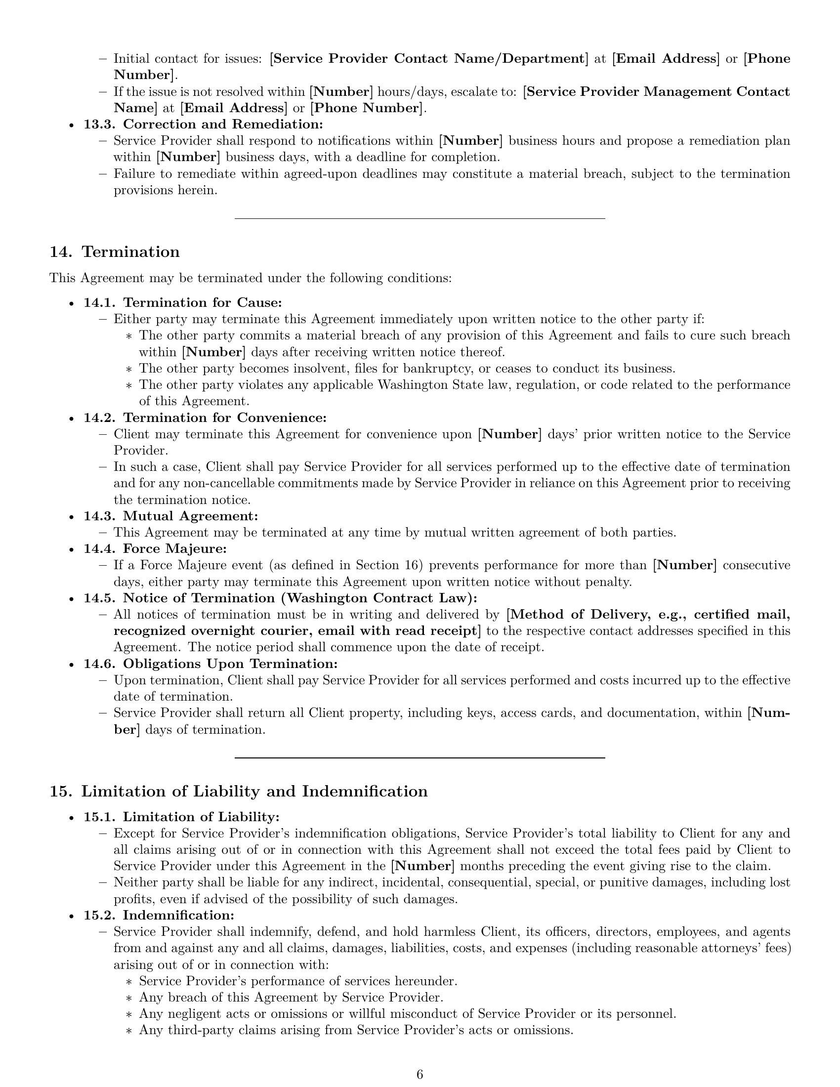 Preview page 6 of Pro Washington maintenance service contract template