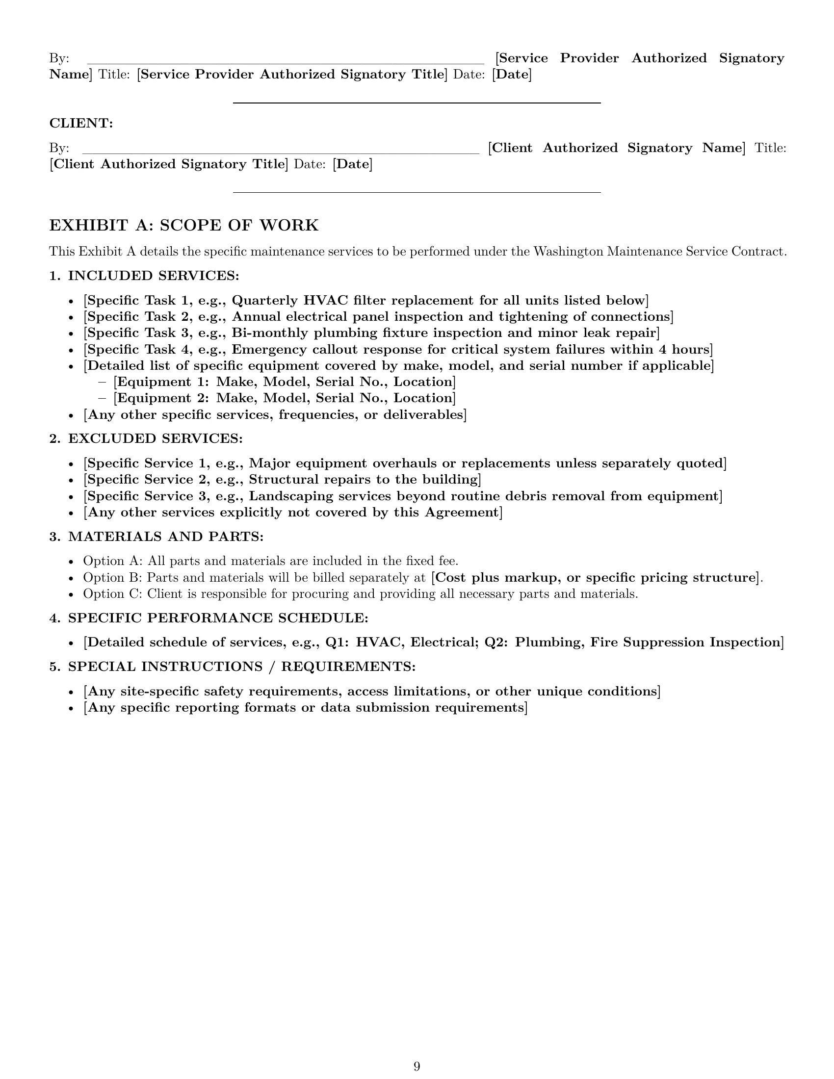Preview page 9 of Pro Washington maintenance service contract template