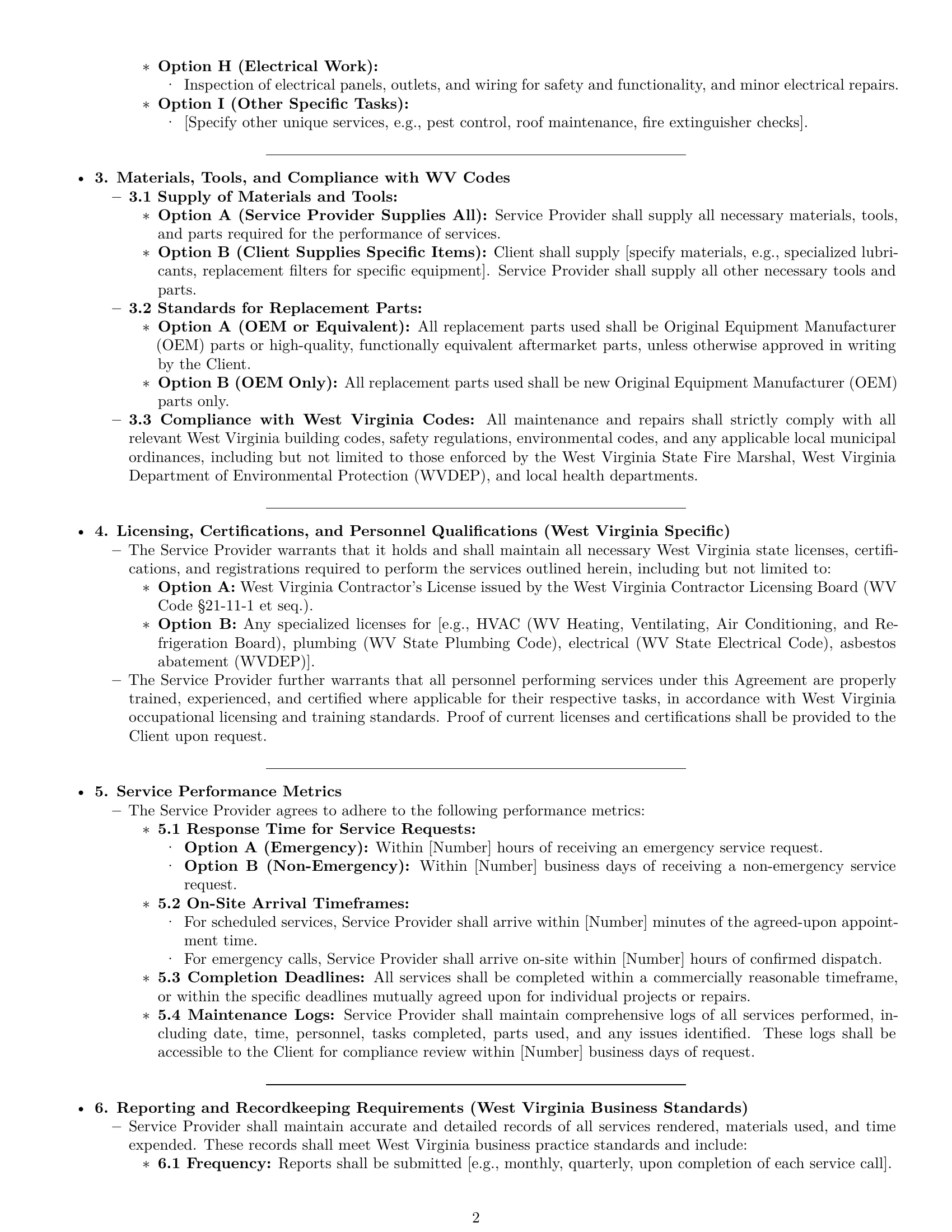 Preview page 2 of Pro West Virginia maintenance service contract template