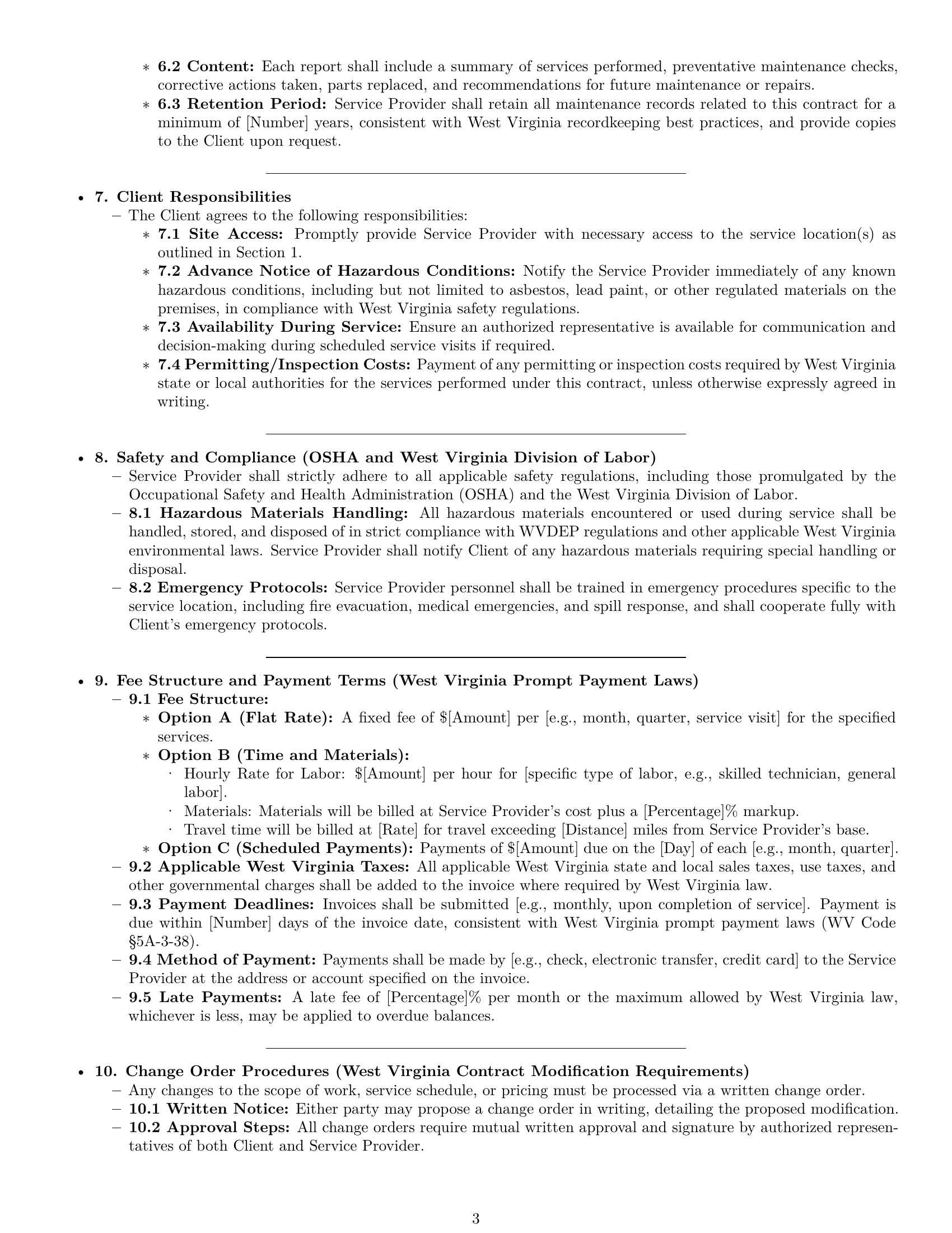 Preview page 3 of Pro West Virginia maintenance service contract template