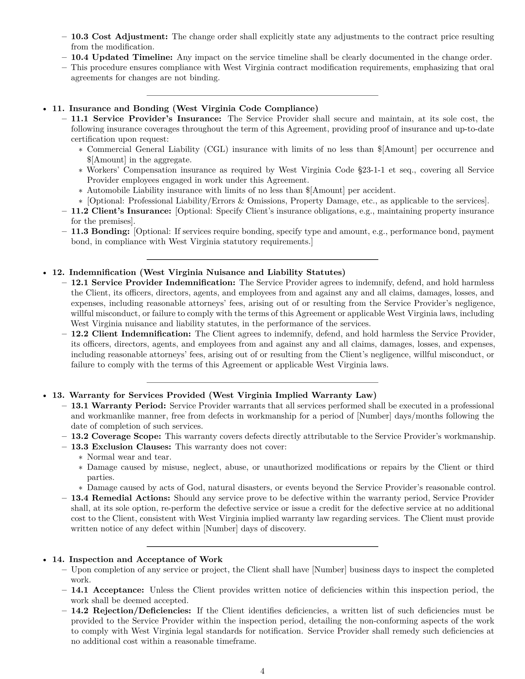 Preview page 4 of Pro West Virginia maintenance service contract template