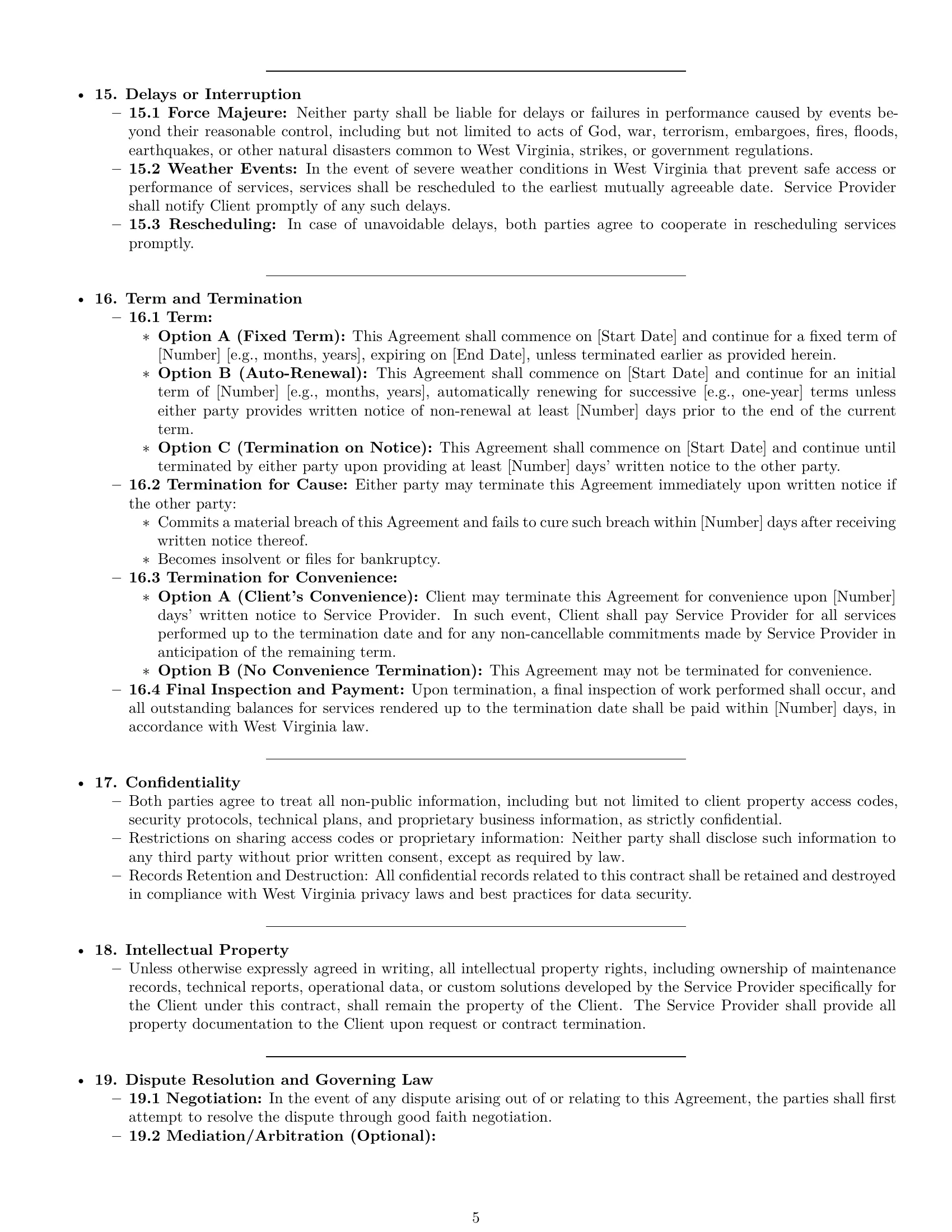 Preview page 5 of Pro West Virginia maintenance service contract template