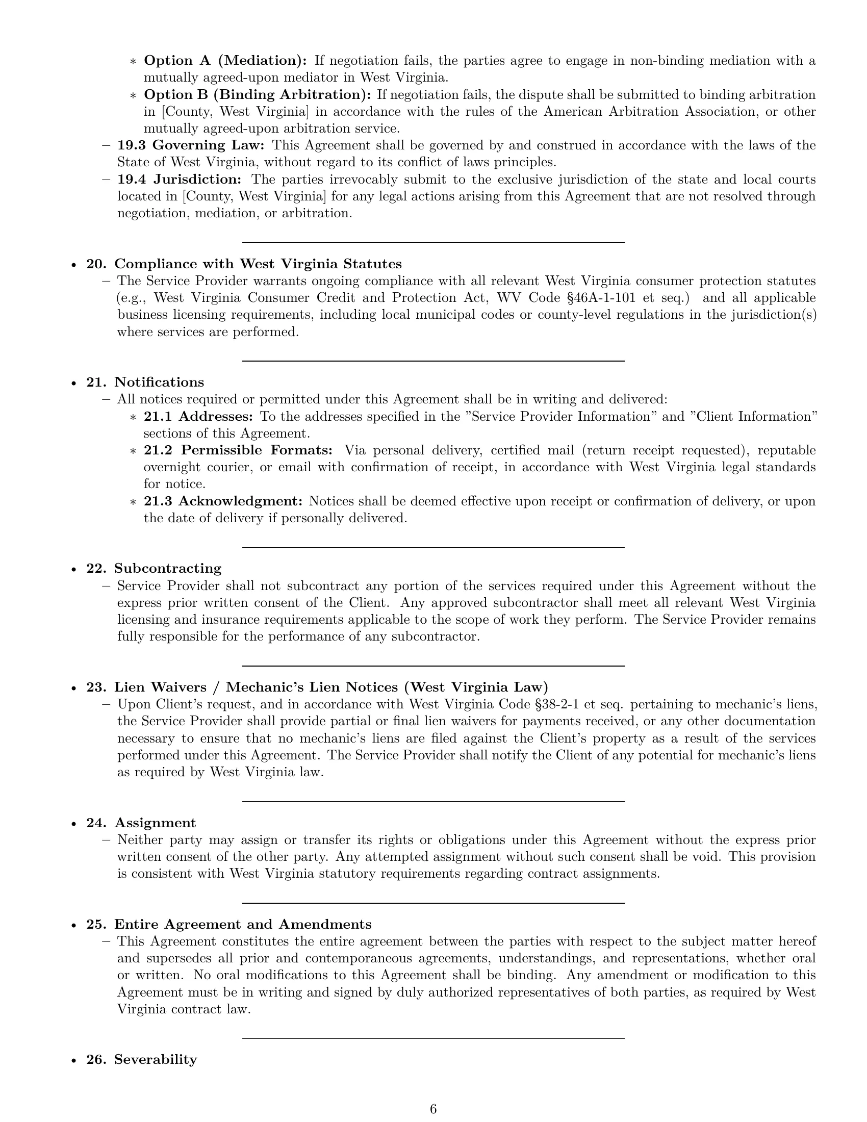 Preview page 6 of Pro West Virginia maintenance service contract template