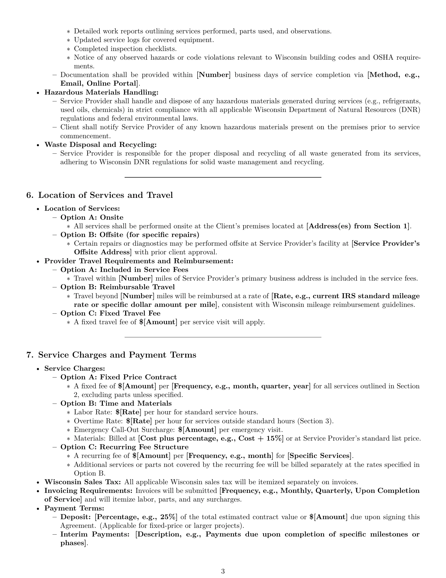 Preview page 3 of Pro Wisconsin maintenance service contract template