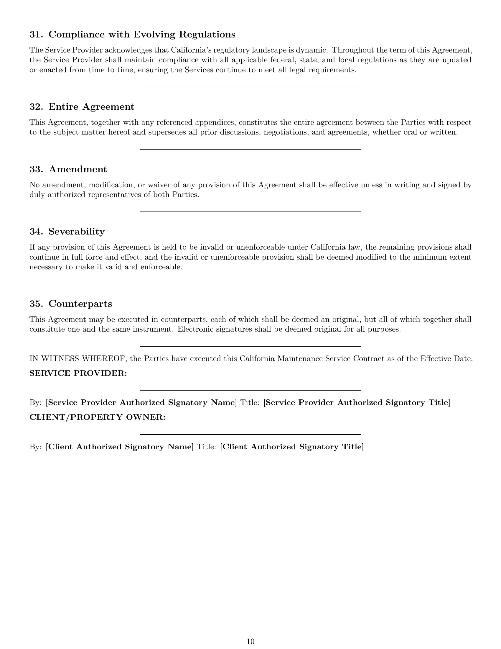 Preview page 10 of Pro California maintenance service contract template